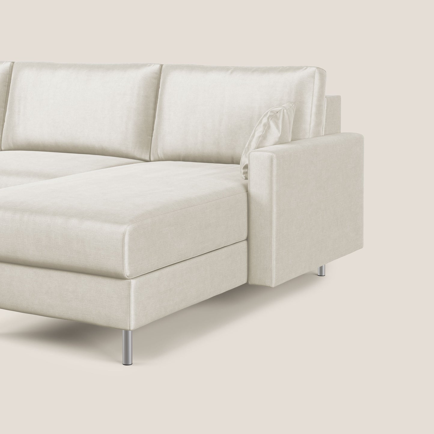 Andromeda divano letto angolare in velluto morbido impermeabile T01 panna