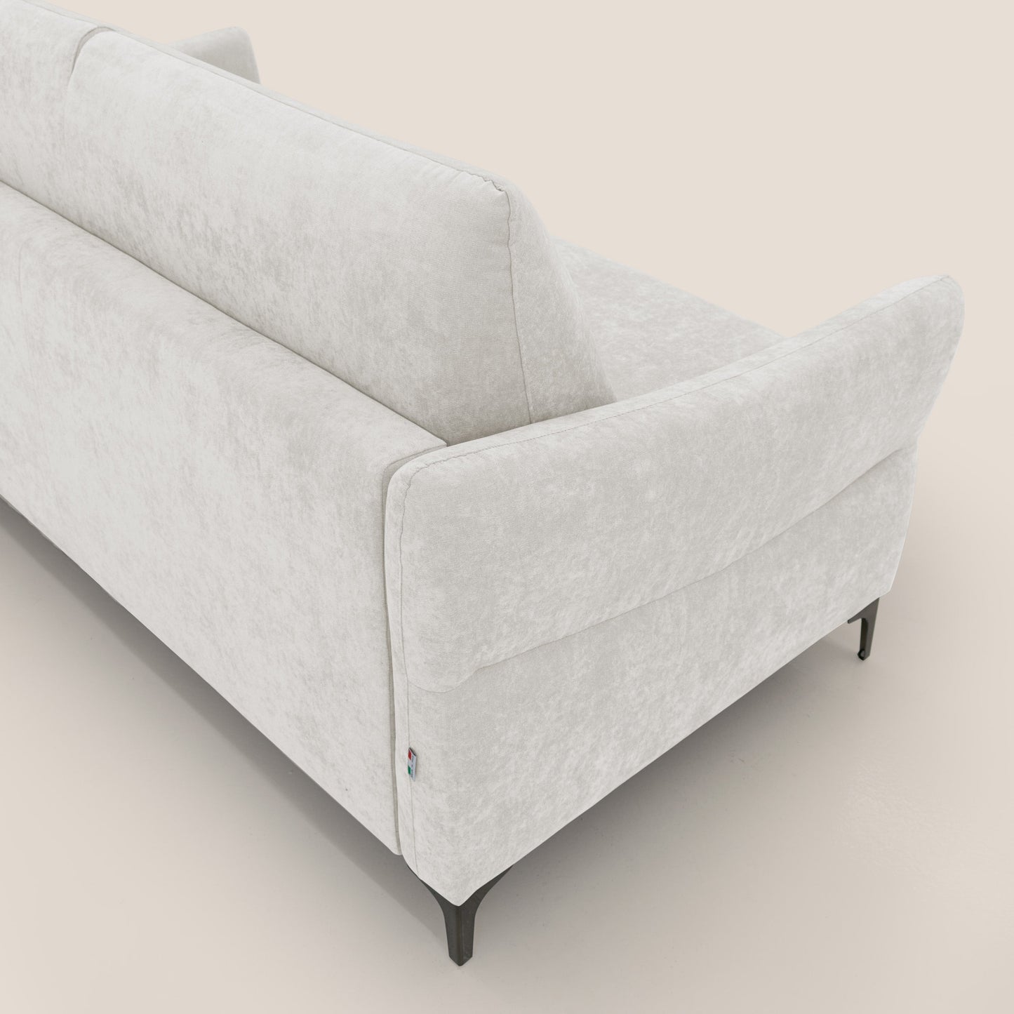 Dalia divano letto con materasso H18 cm e piedi alti in raffinato tessuto smacchiabile T17 bianco