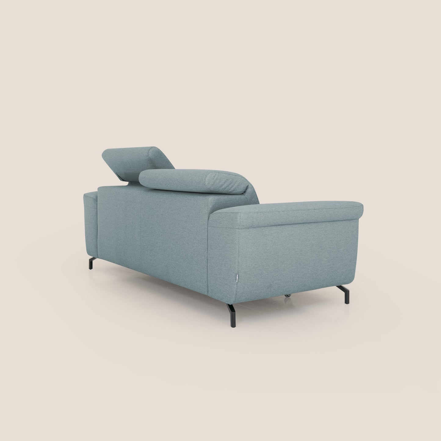 Aisha Divano con poggiapiedi estraibile piedini alti e poggiatesta reclinabili in tessuto Smacchiabile T05 carta da zucchero