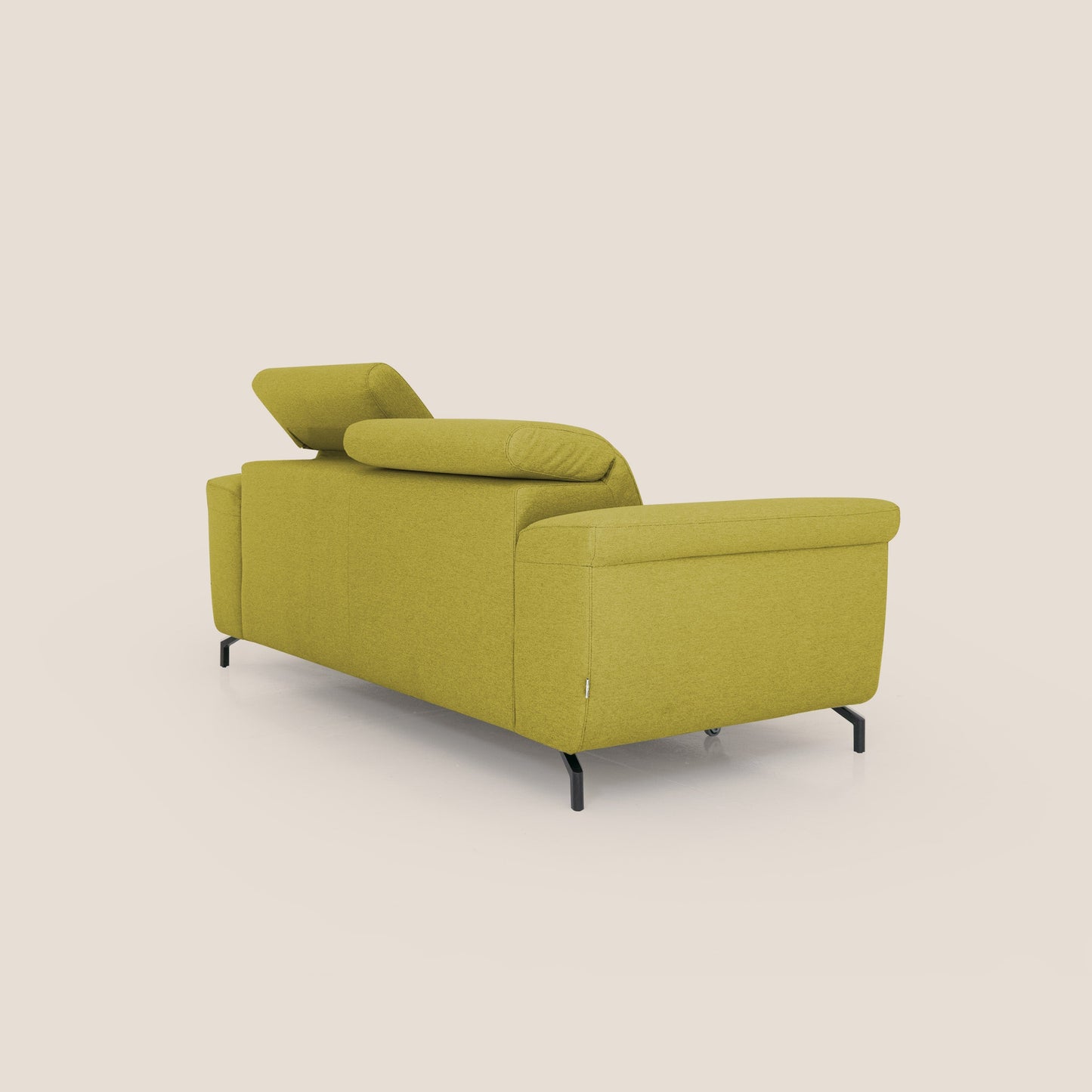 Aisha Divano con poggiapiedi estraibile piedini alti e poggiatesta reclinabili in tessuto Smacchiabile T05 giallo