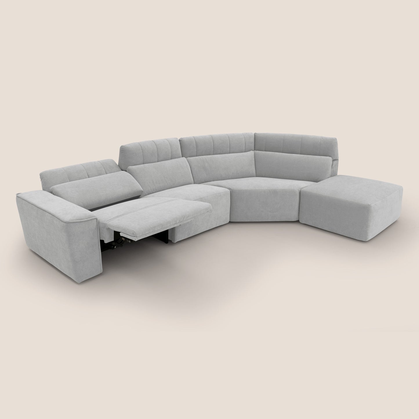 Clark Divano angolare con opzione relax elettrico in tessuto smaltabile impermeabile T17 grigio