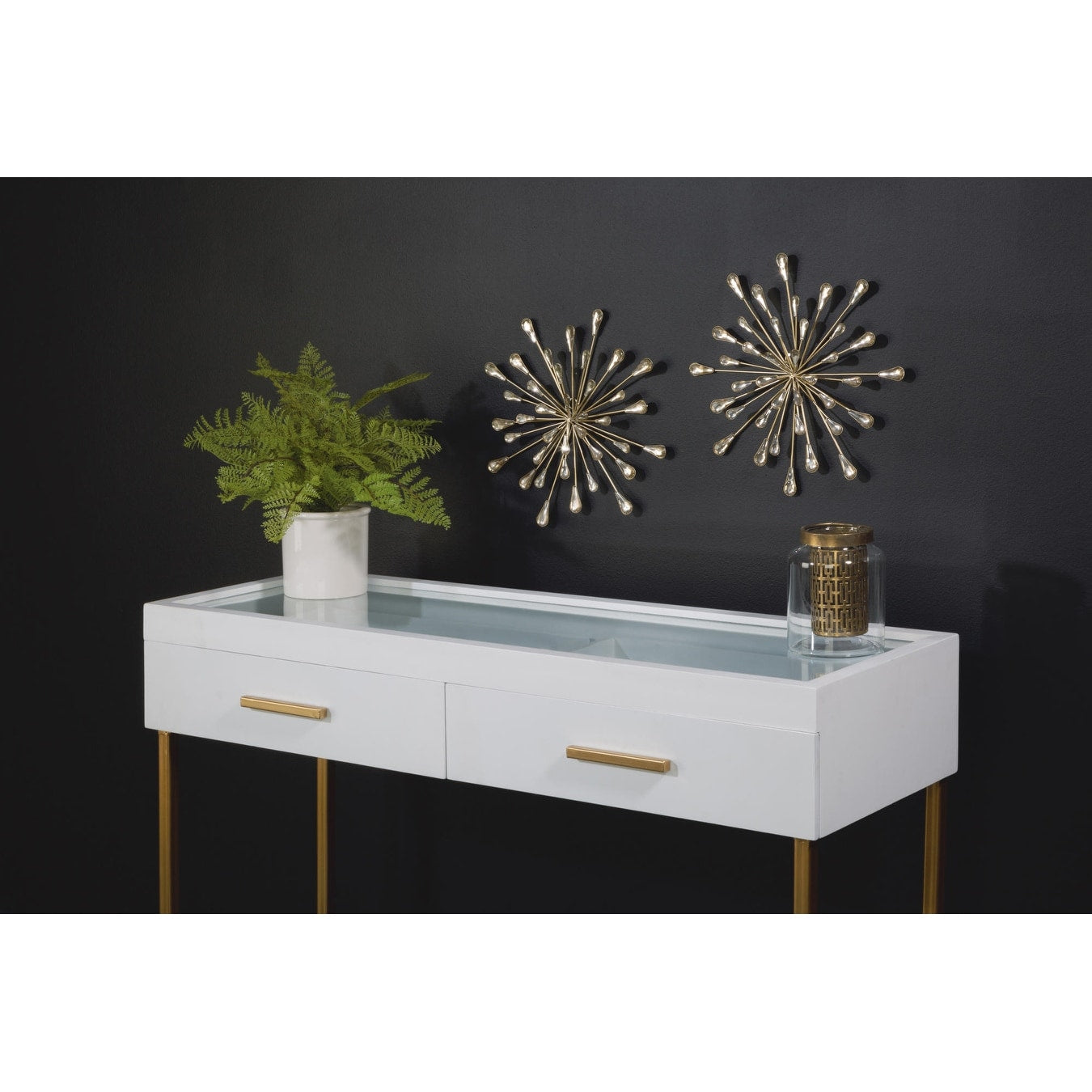 12.5 DIA Gold Starburst Metal/Clear Beads Wall Art