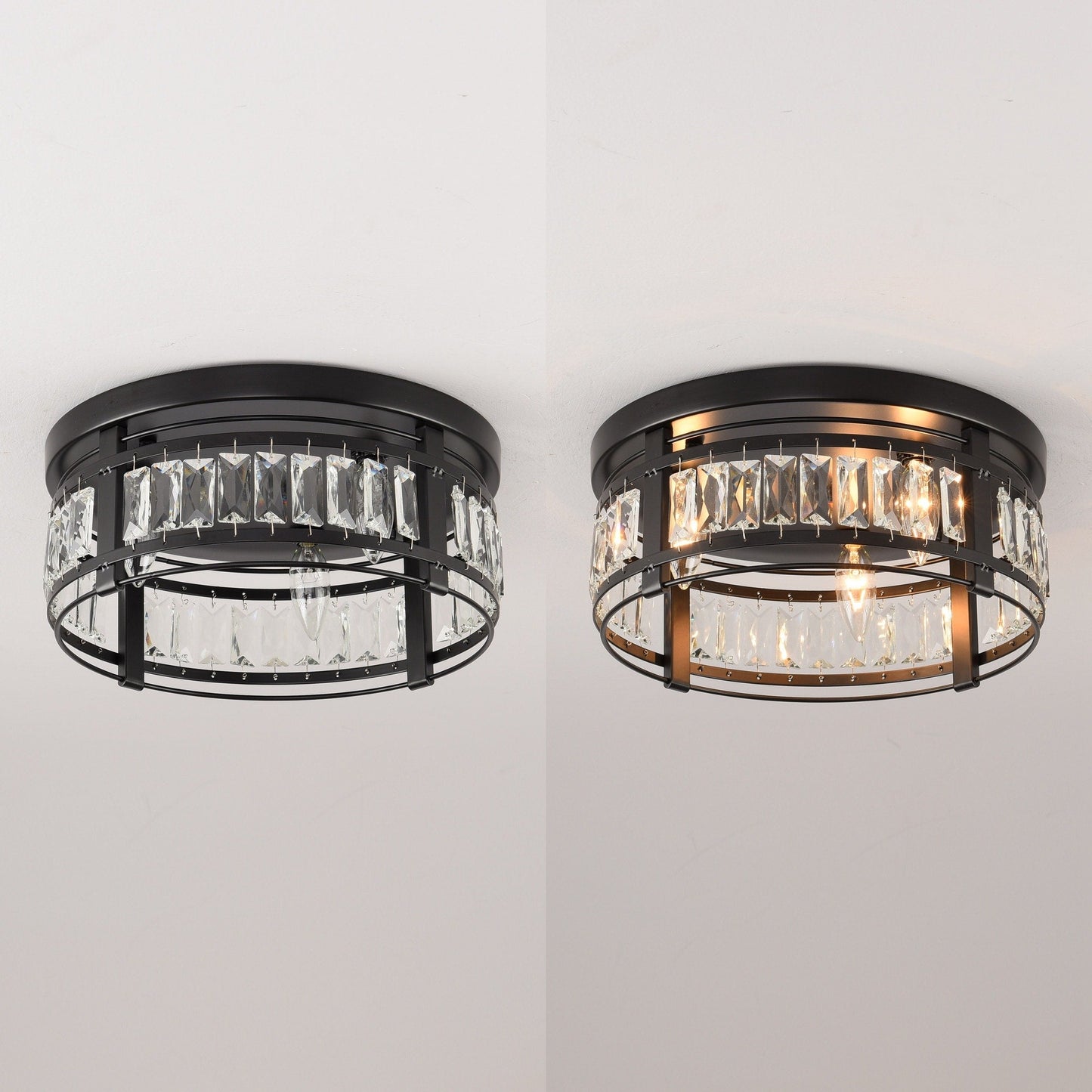 14-in Matte Black Industrial Flush Mount Ceiling Light