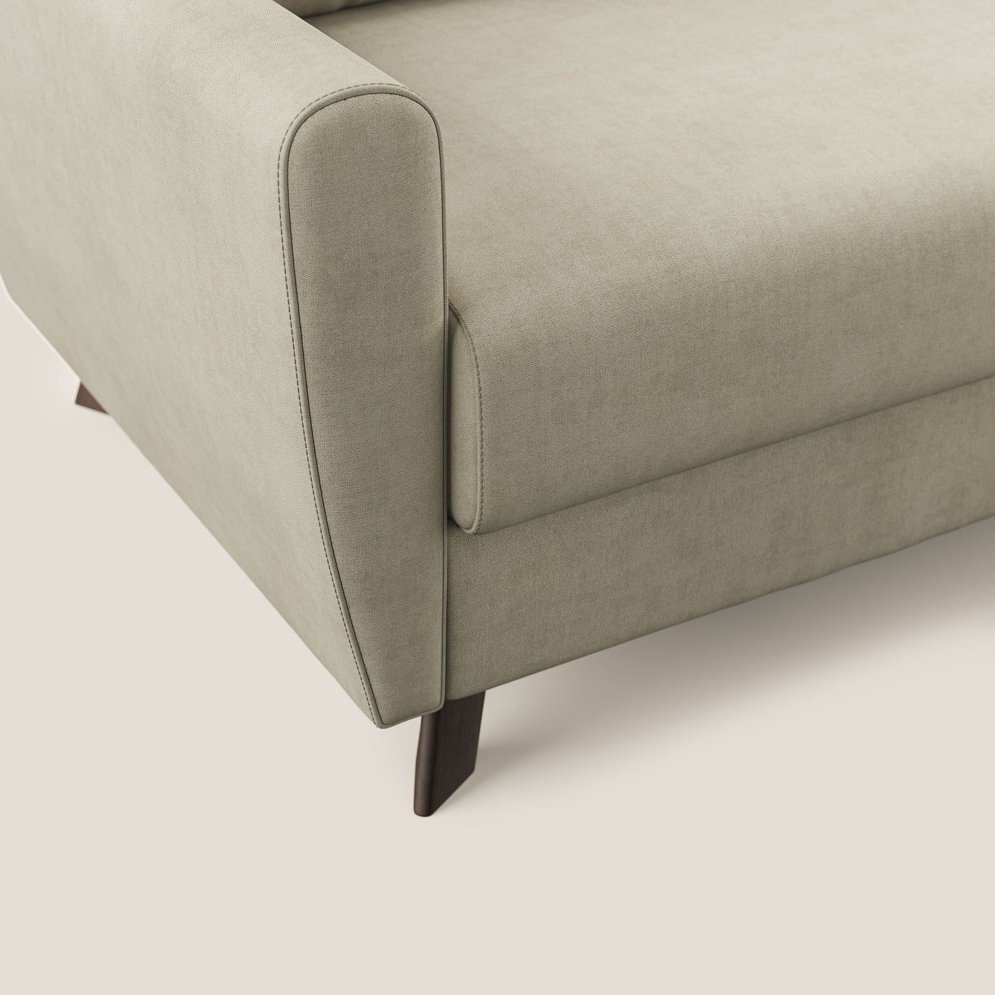 Callisto Divano letto angolare con penisola in tessuto morbido impermeabile T02 panna