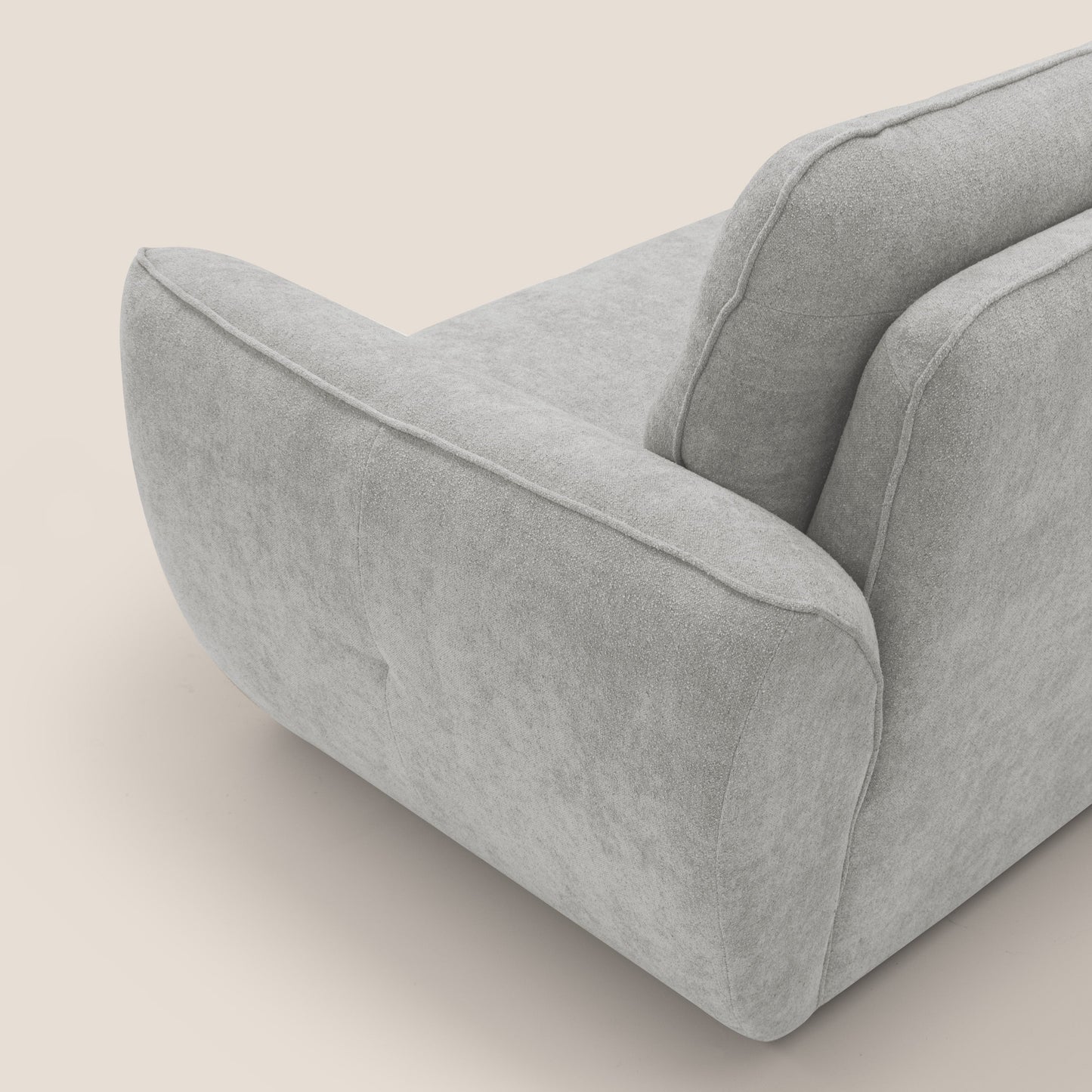 Cerbero divano 2 e 3 posti 208 cm in morbido bouclé impermeabile T07 grigio