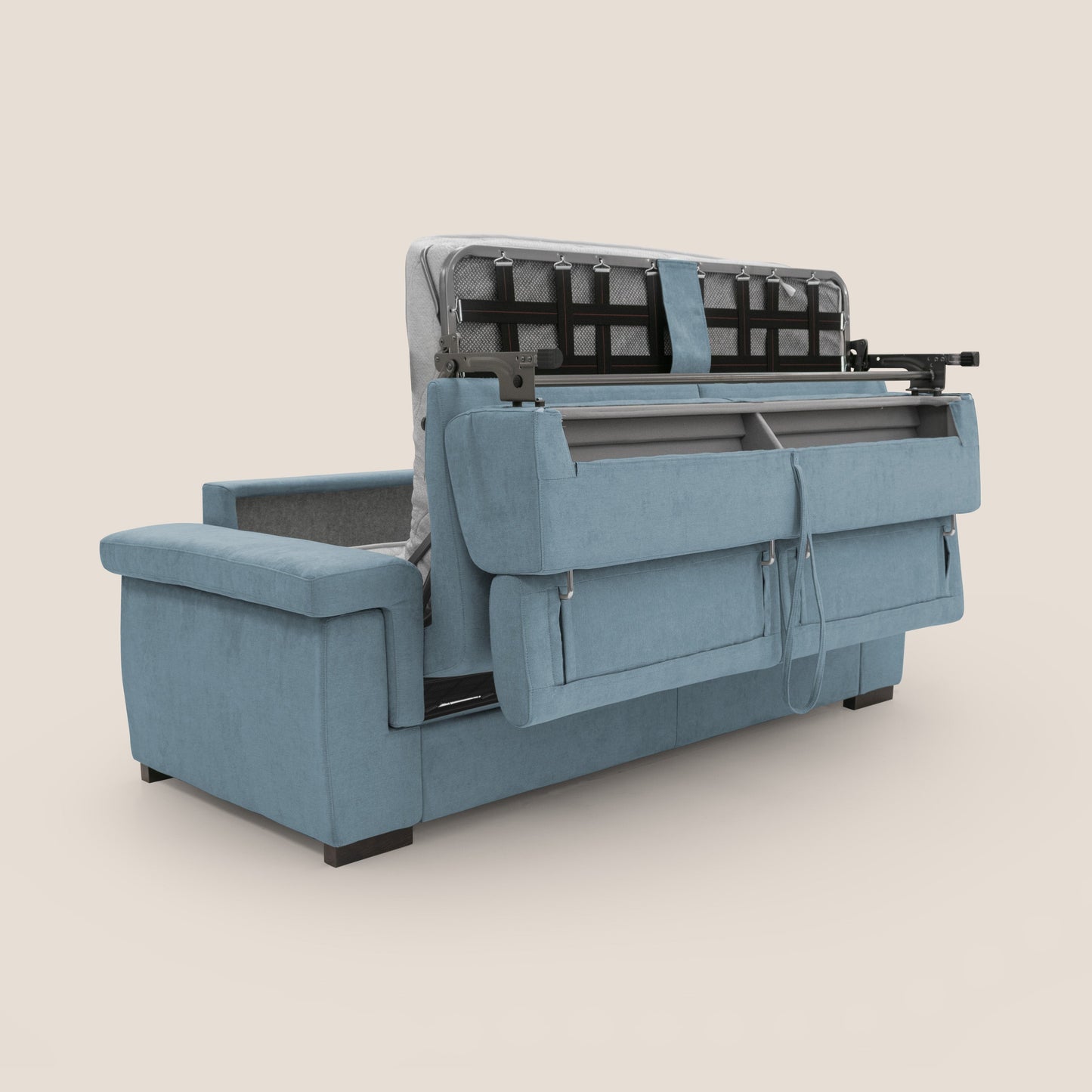 Bjorn divano letto sfoderabile con materasso H18 cm e poggiatesta reclinabili in tessuto impermeabile T02 carta da zucchero