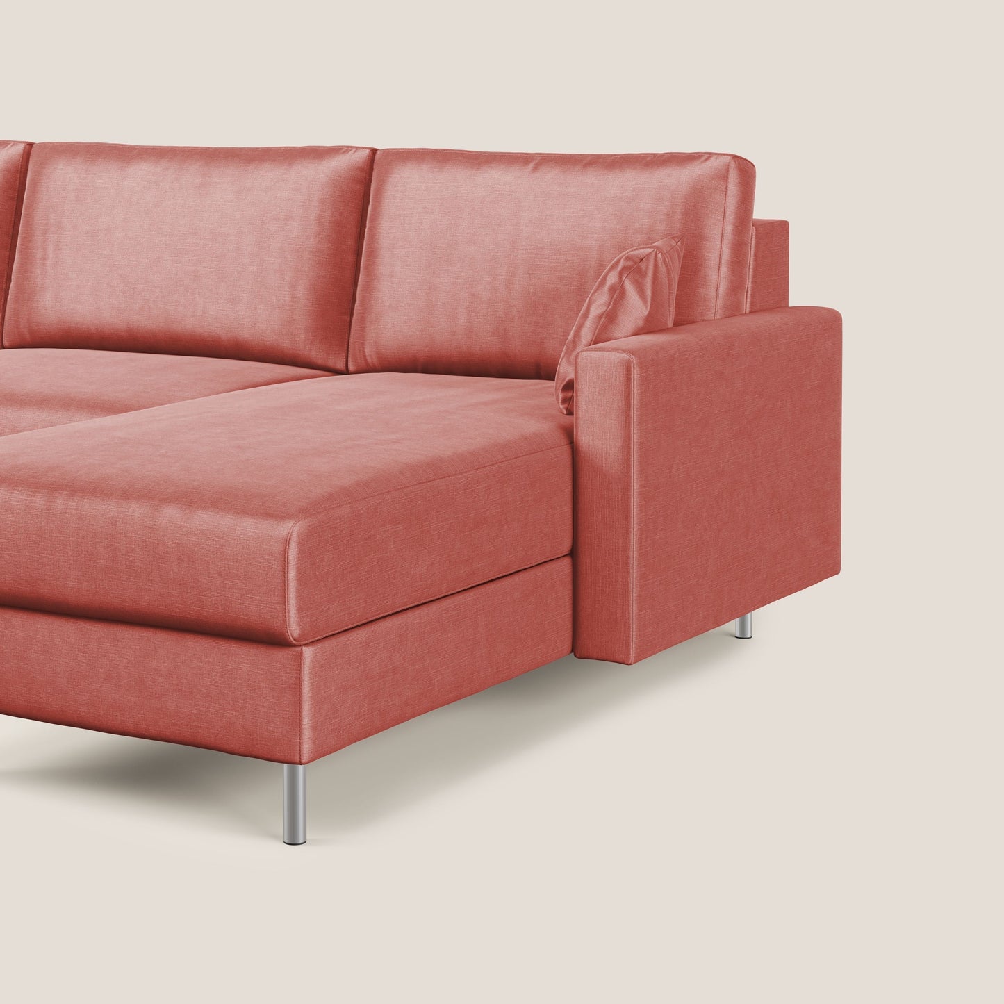 Andromeda divano letto angolare in velluto morbido impermeabile T01 salmone