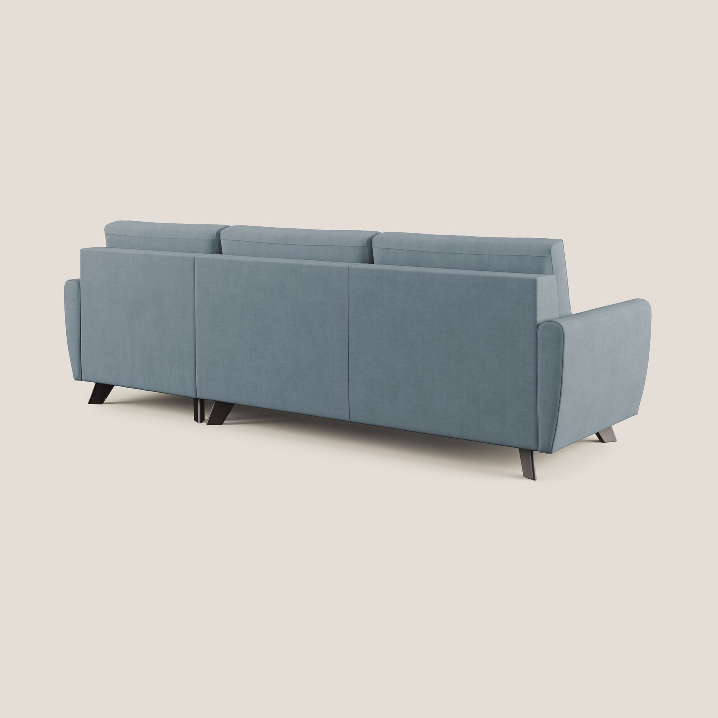 Callisto Divano letto angolare con penisola in tessuto morbido impermeabile T02 carta da zucchero