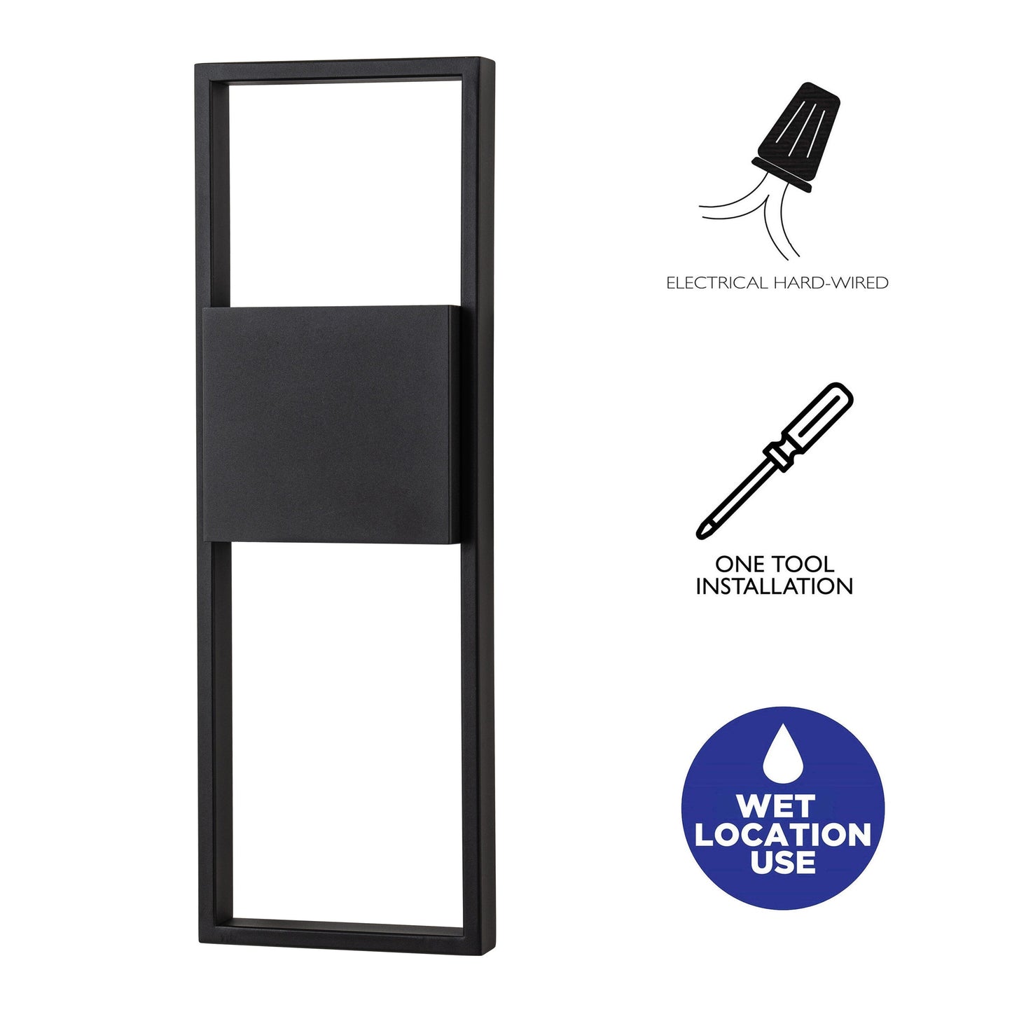 2-Light Matte Black Integrated LED Outdoor Wall Light Sconce