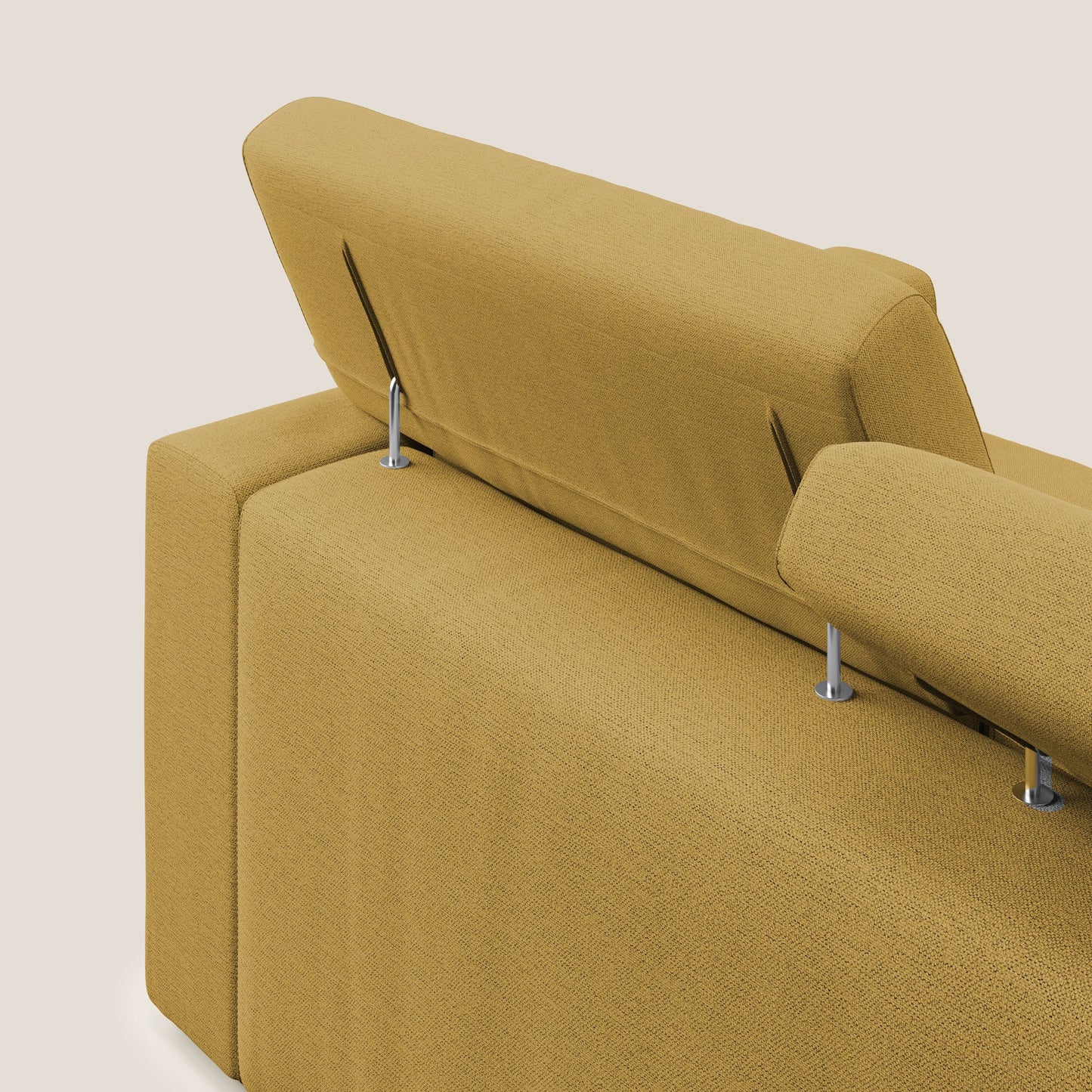 Dylan divano a 3 sedute con pouf estraibile poggiapiedi in tessuto fiammato simil cotone impermeabile T19 giallo