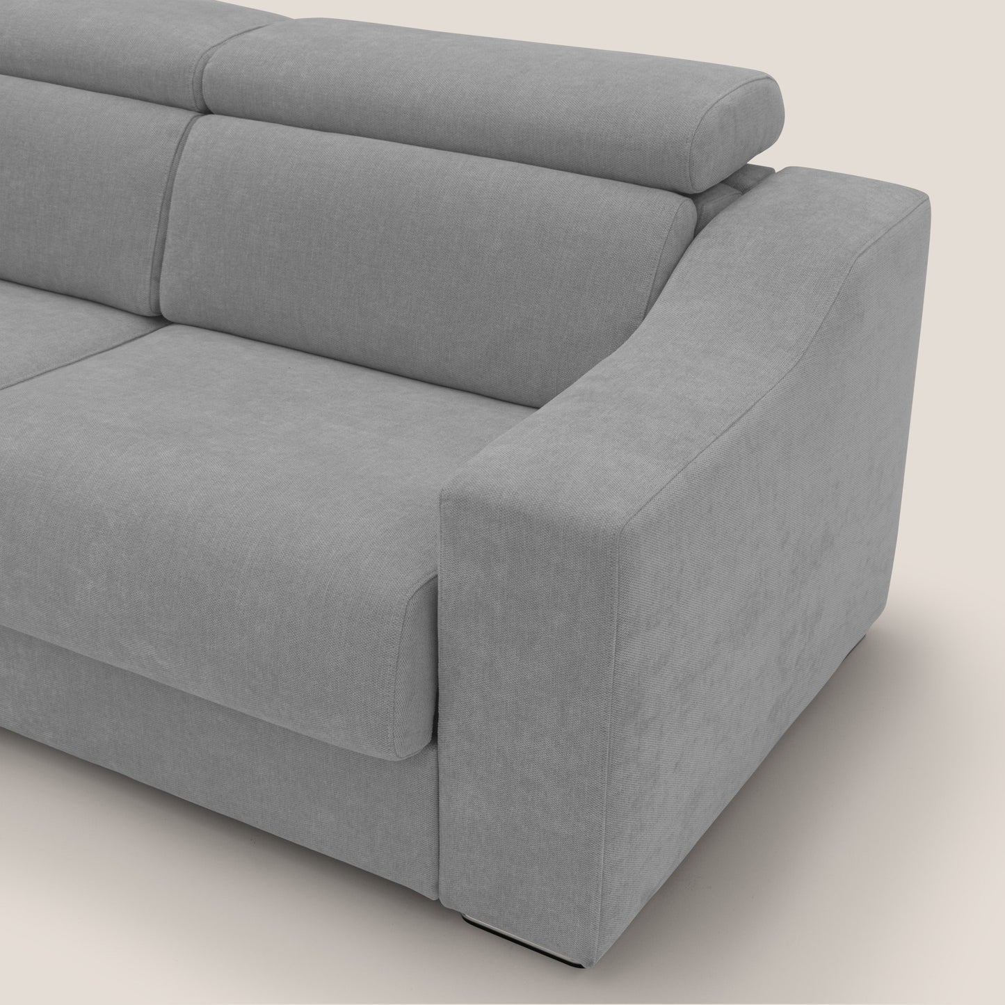 Bomber divano letto matrimoniale con poggiatesta in tessuto impermeabile T14 grigio chiaro
