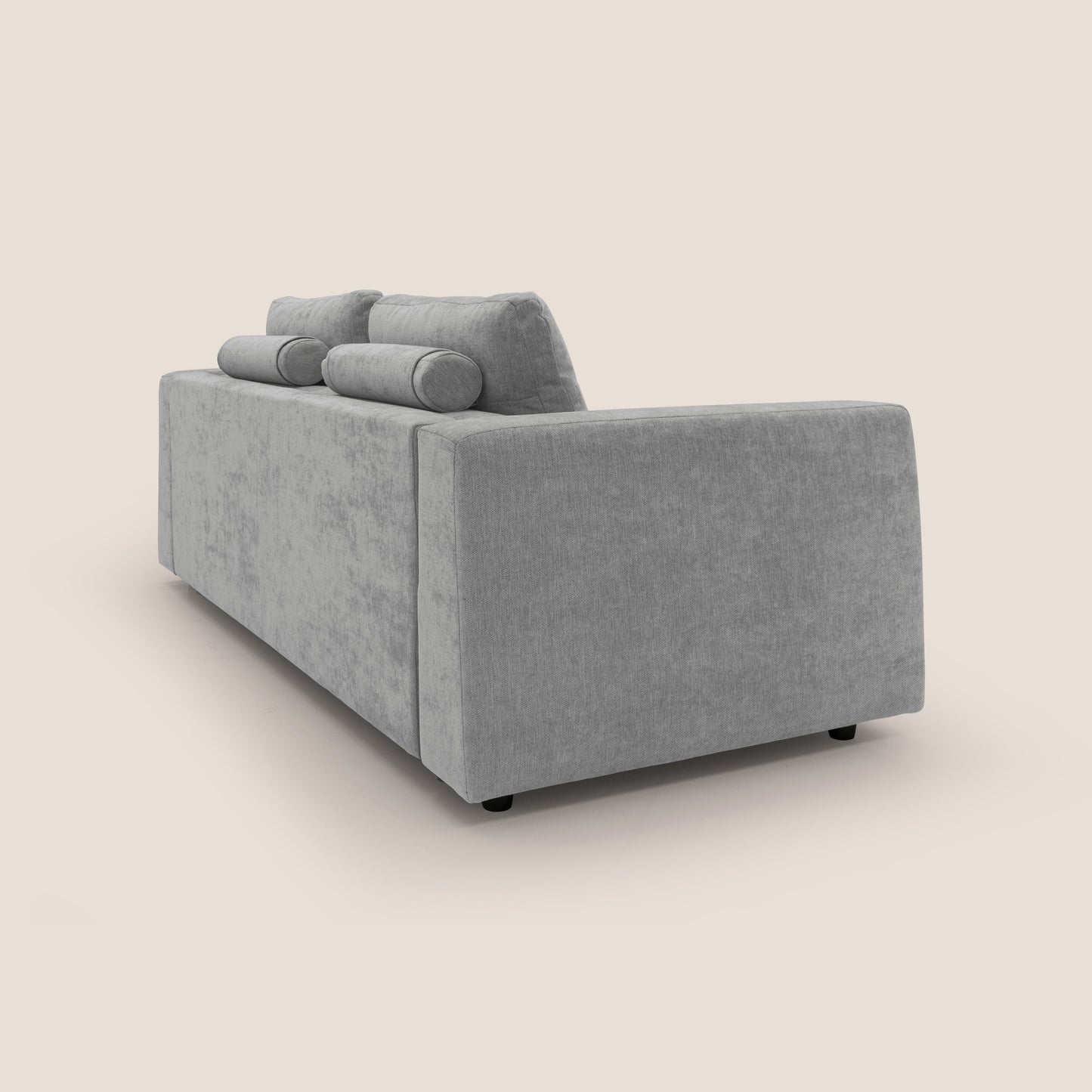 Freia Divano letto minimal materasso h15 cm con morbidi schienali in tessuto impermeabile T14 grigio chiaro