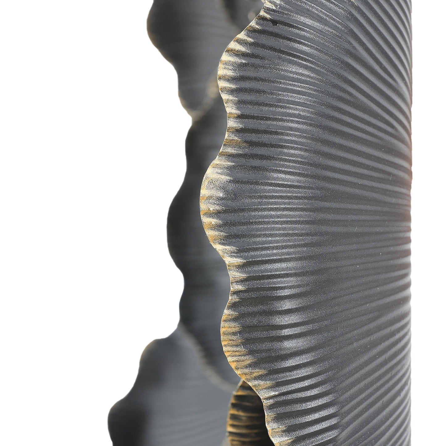 Dark Gray with Gold Multi-Size Metal Flowers Wall Decor (Set of 3)