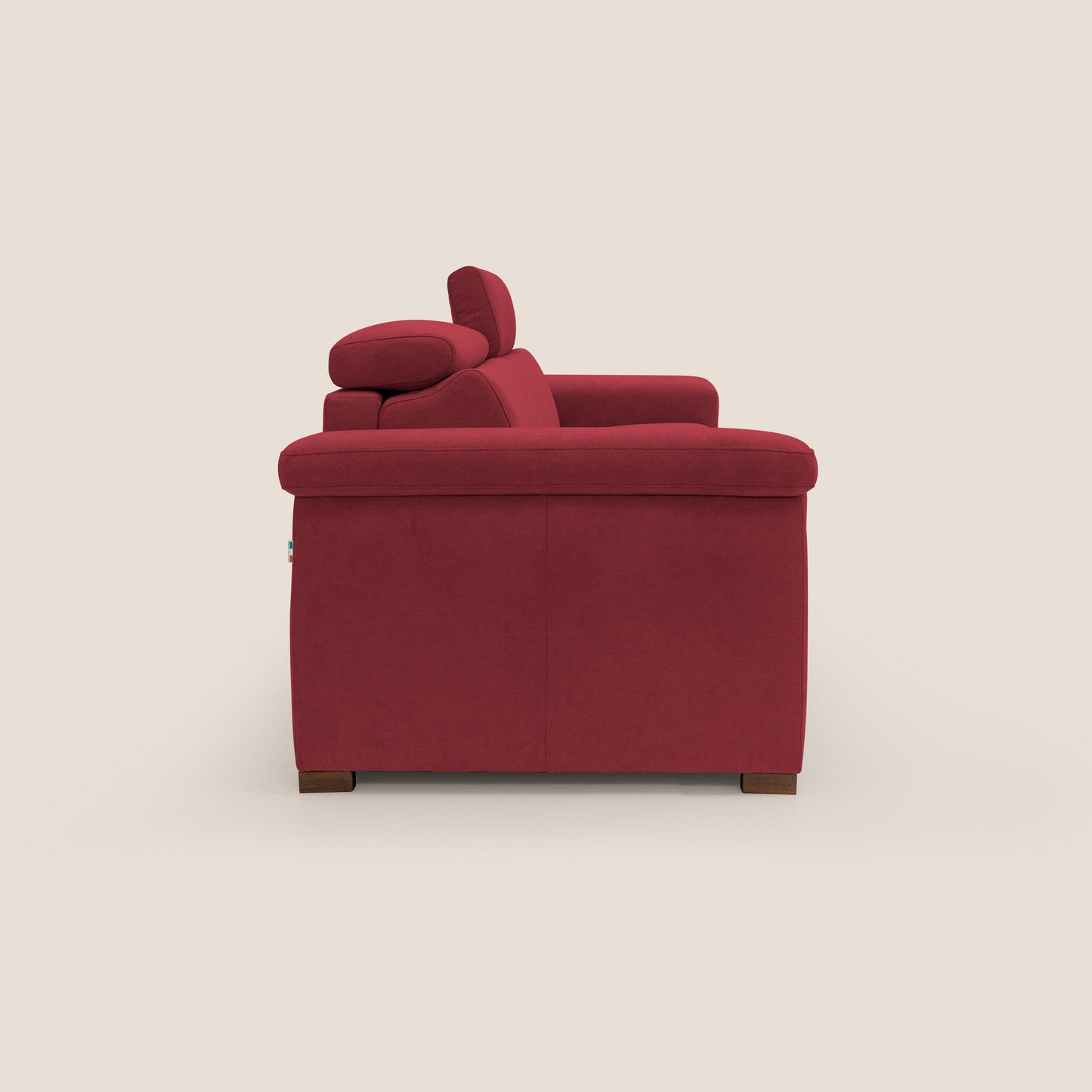 Giunone divano letto con materasso alto 18 cm e poggiatesta reclinabili in tessuto impermeabile T02 rosso