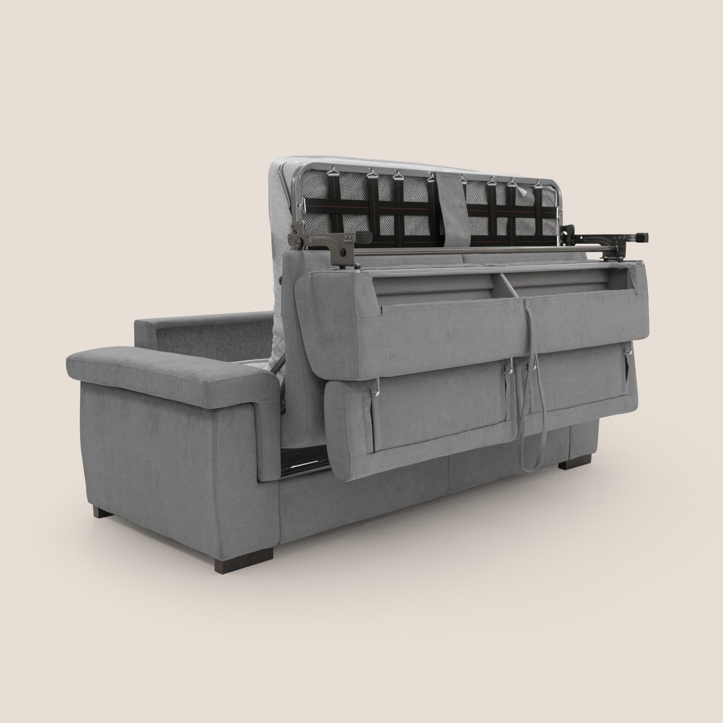 Bjorn divano letto sfoderabile con materasso H18 cm e poggiatesta reclinabili in tessuto impermeabile T02 grigio
