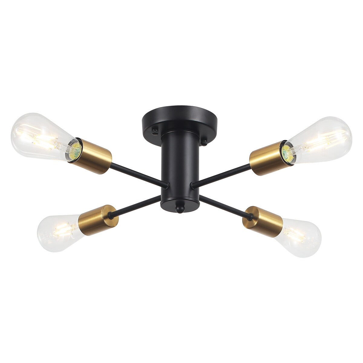 4-Light Industrial Semi Flush Mount Ceiling Light for Kitchen Dining Room Bedroom Study Living Room - N/A