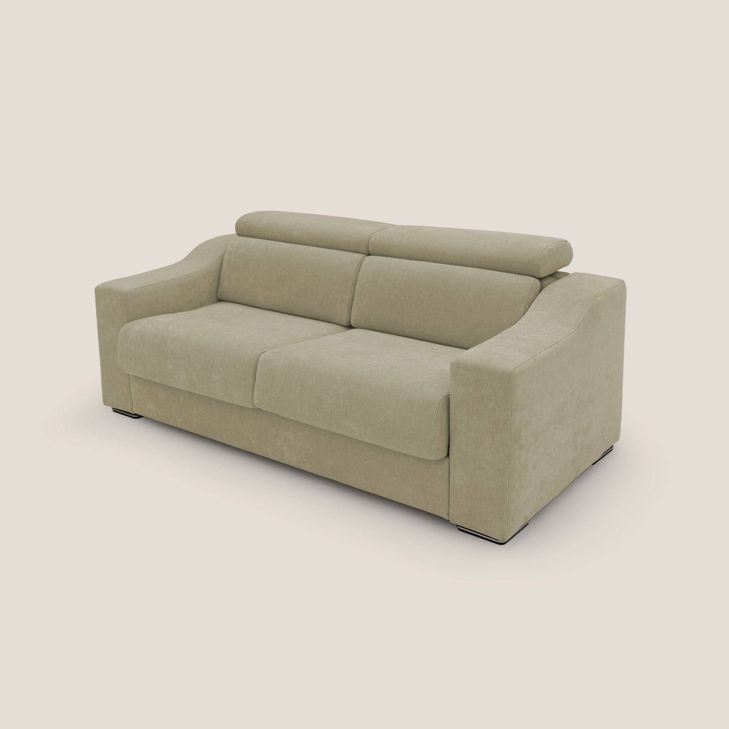 Bomber divano letto matrimoniale con poggiatesta in tessuto impermeabile T14 beige