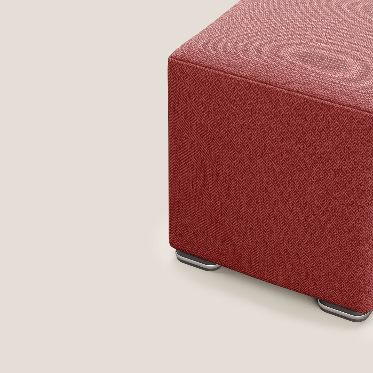 Pouf cubo in tessuto morbido smacchiabile T05 rosso