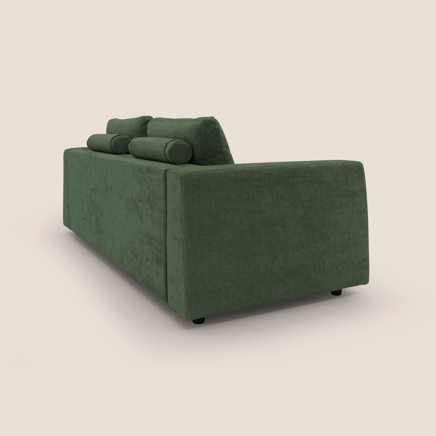 Freia Divano letto minimal materasso h15 cm con morbidi schienali in tessuto impermeabile T14 verde