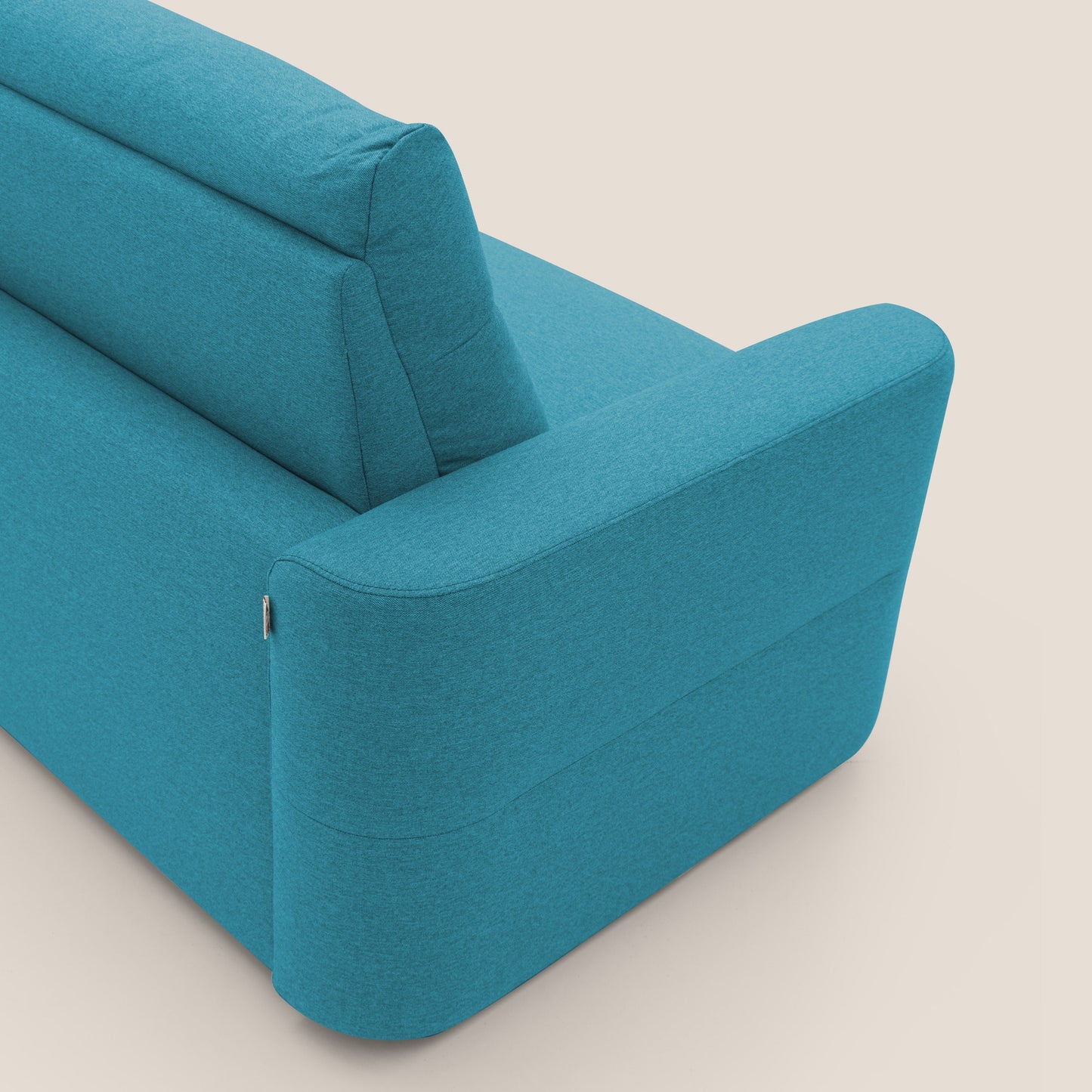 Cupido Divano letto materasso H18 cm e schienale alto in tessuto impermeabile simil cotone T13 azzurro