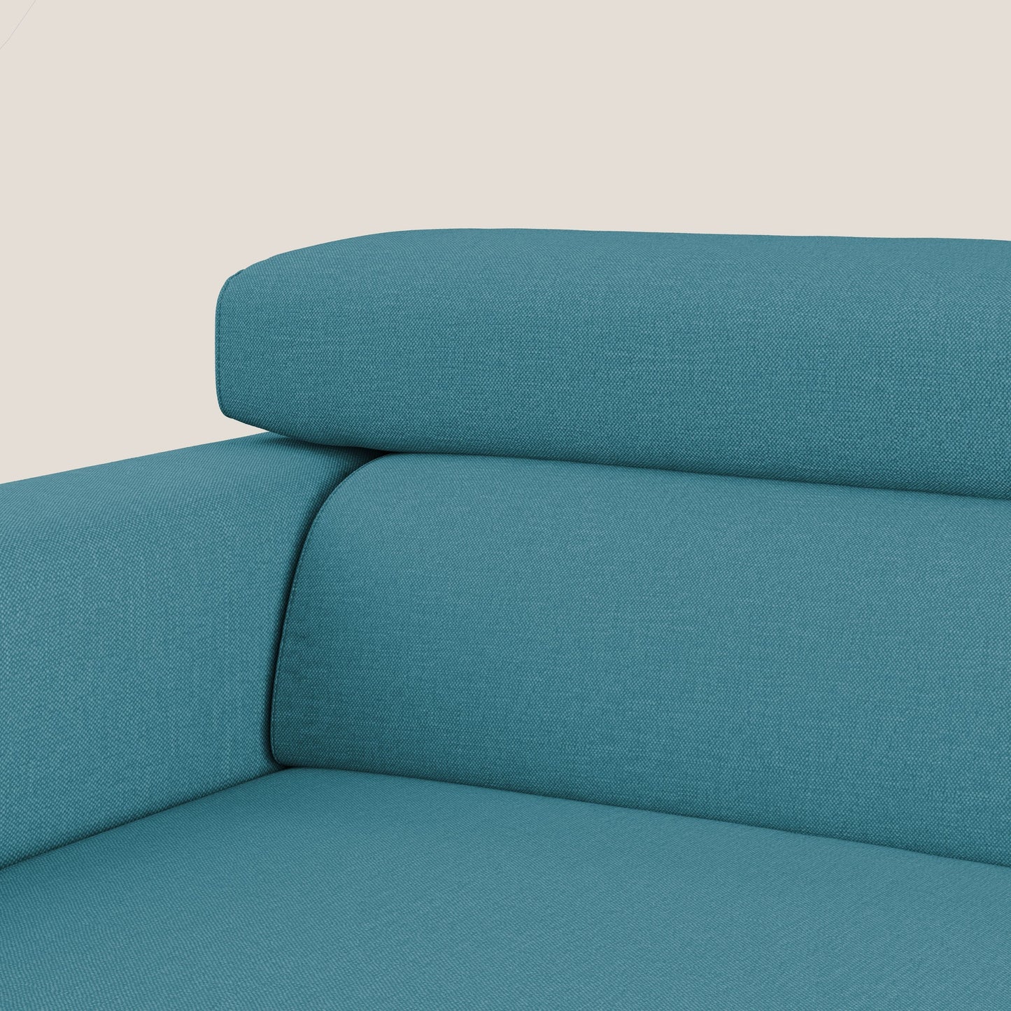 Dylan divano allungabile con pouf estraibile poggiapiedi in tessuto simil cotone impermeabile T13 azzurro