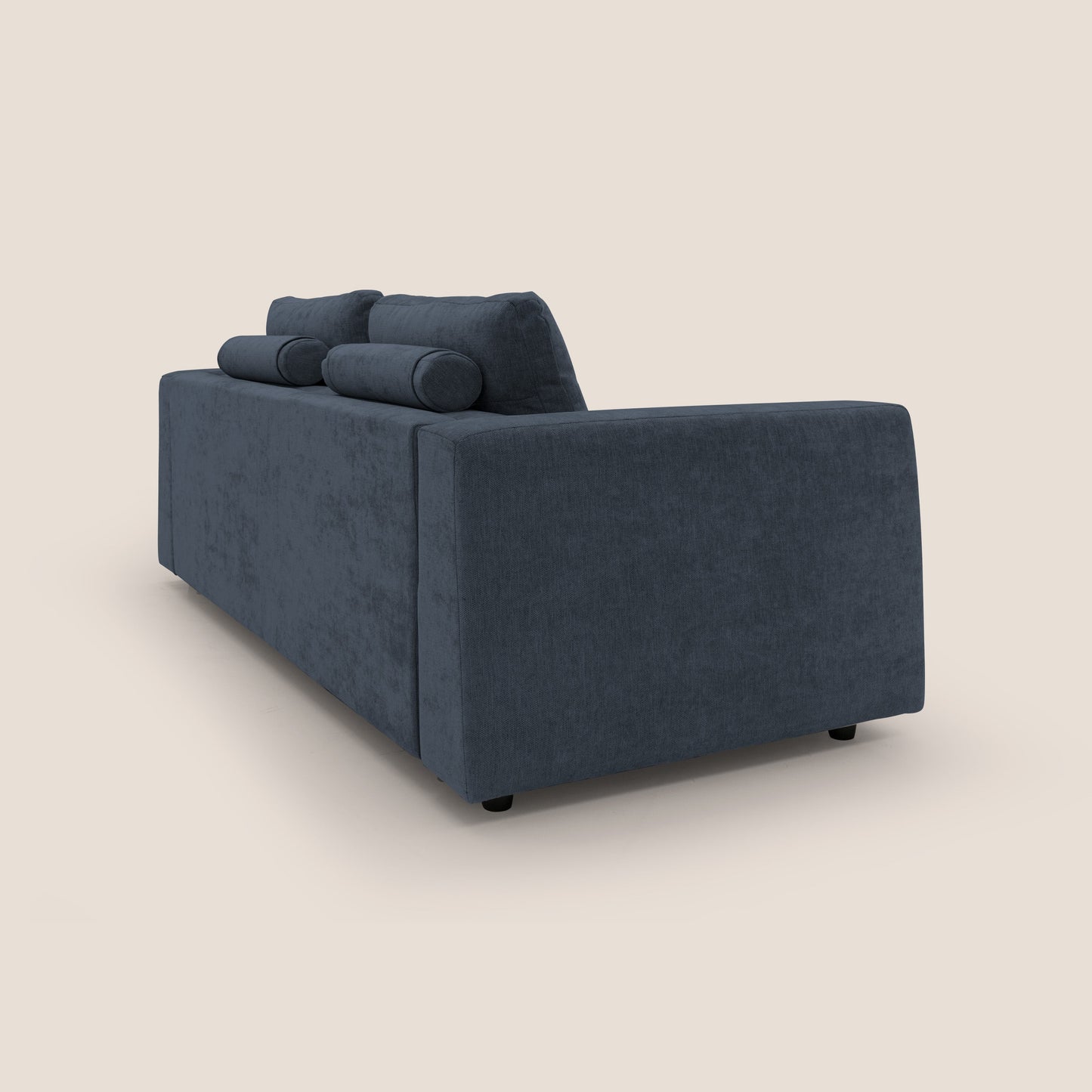 Freia Divano letto minimal materasso h15 cm con morbidi schienali in tessuto impermeabile T14 blu