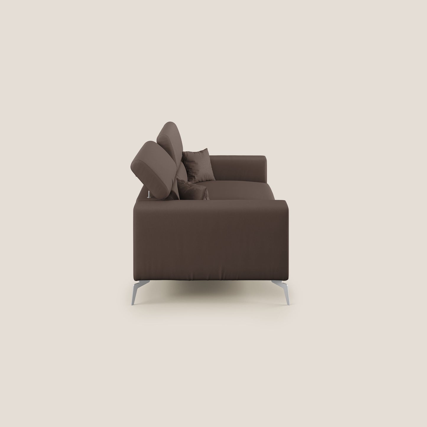 Blade Divano moderno 210 cm con poggiatesta reclinabili in Ecopelle T04 MARRONE