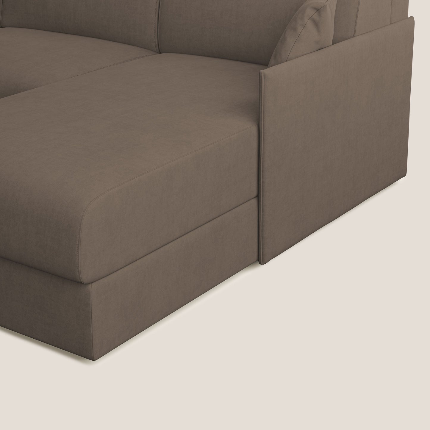 Evans Divano letto angolare con penisola in morbido tessuto impermeabile T02 marrone