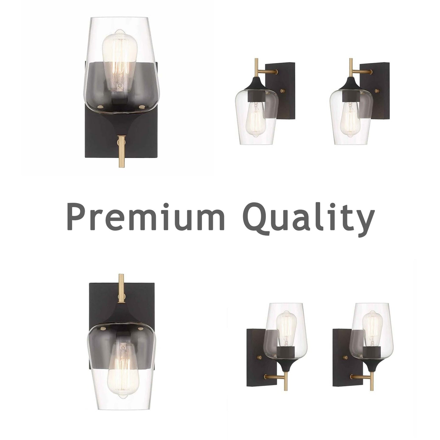 2-set Modern Farmhouse Sconce Glass Wall Lights with UL Certified