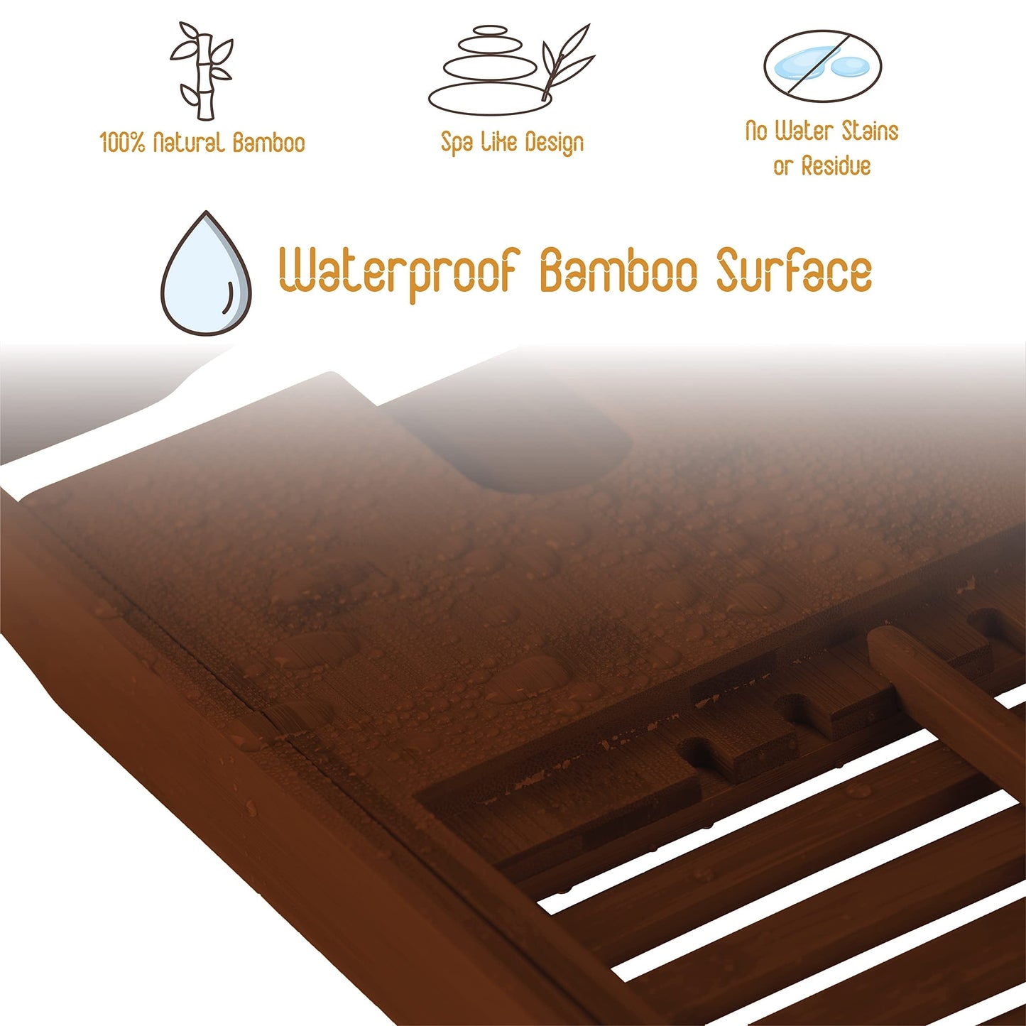 Bathtub Tray for Tub - Adjustable Bamboo Bath Tray for Tub - Collapsible Bathtub Caddy Bath Tub Tray Wood - Bath Accessories