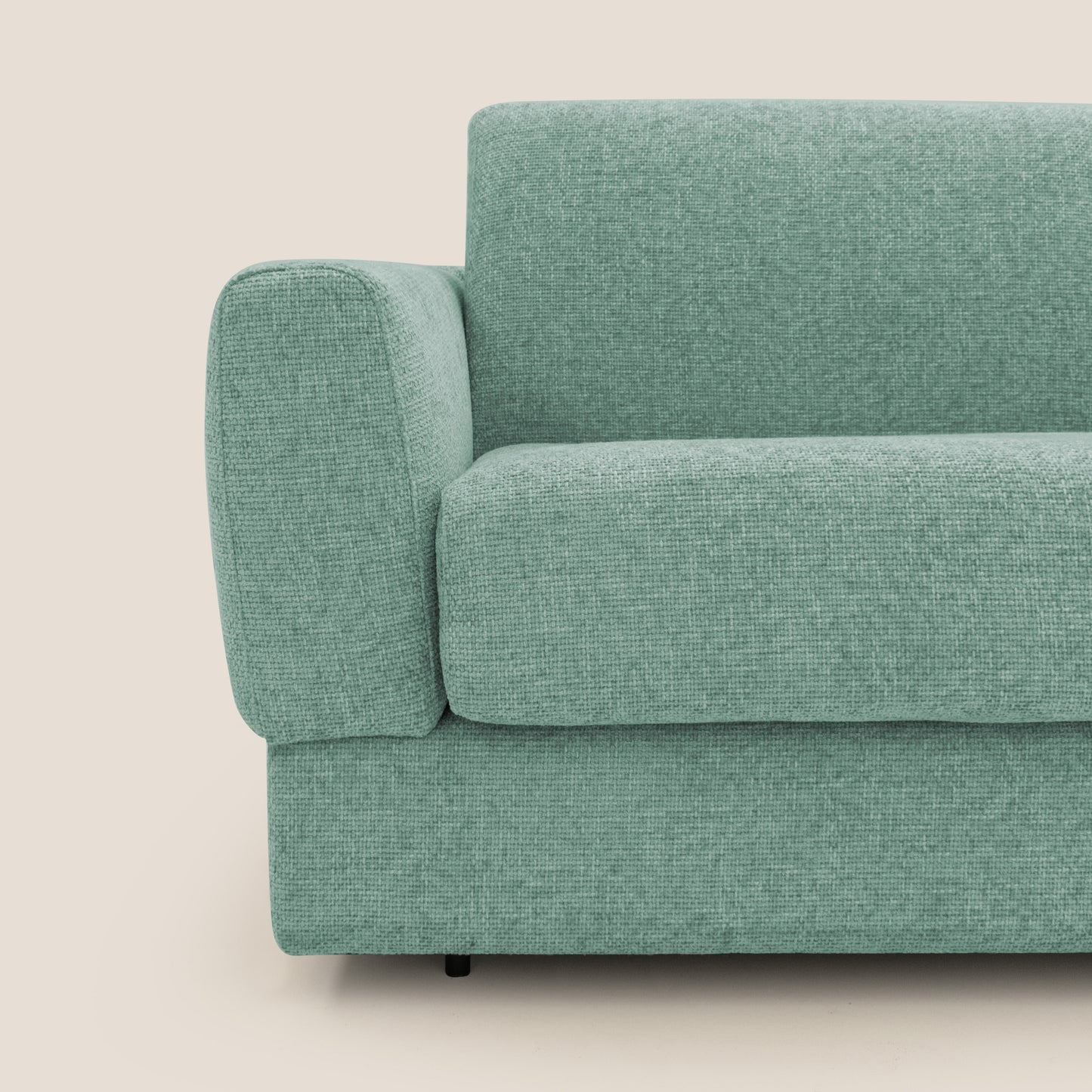 Happy Divano letto matrimoniale con materasso h18 cm in tessuto impermeabile T10 salvia