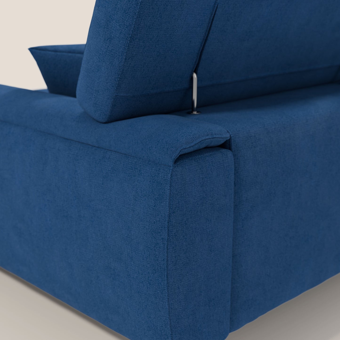 Caravaggio Divano angolare con sedute scorrevoli in tessuto morbido impermeabile T02 blu