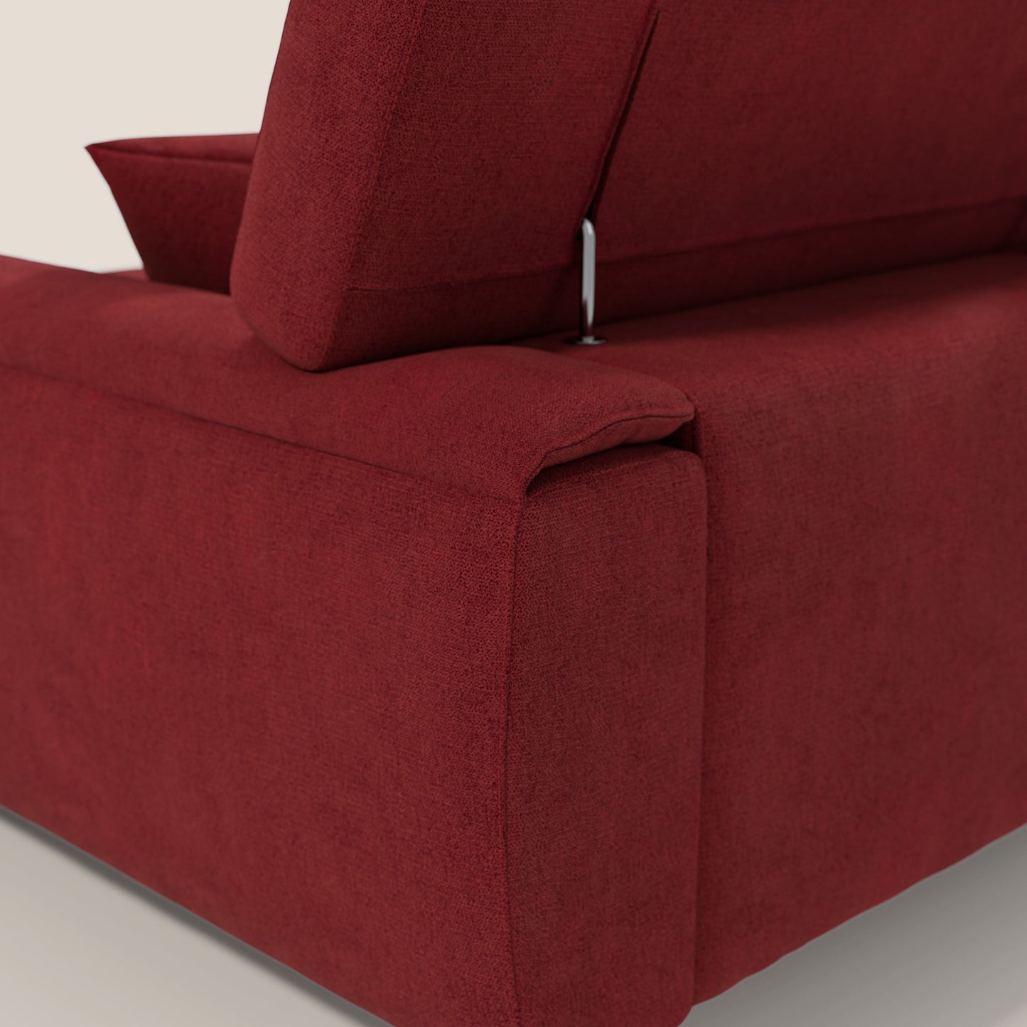 Caravaggio Divano angolare con sedute scorrevoli in tessuto morbido impermeabile T02 rosso