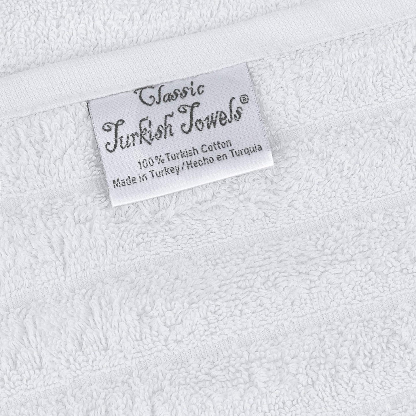 CTT Classic White Ribbed Combed %100 Turkish Cotton Quick Dry and Absorbent Hand Towel Set of 6 - 33 L x 20 W