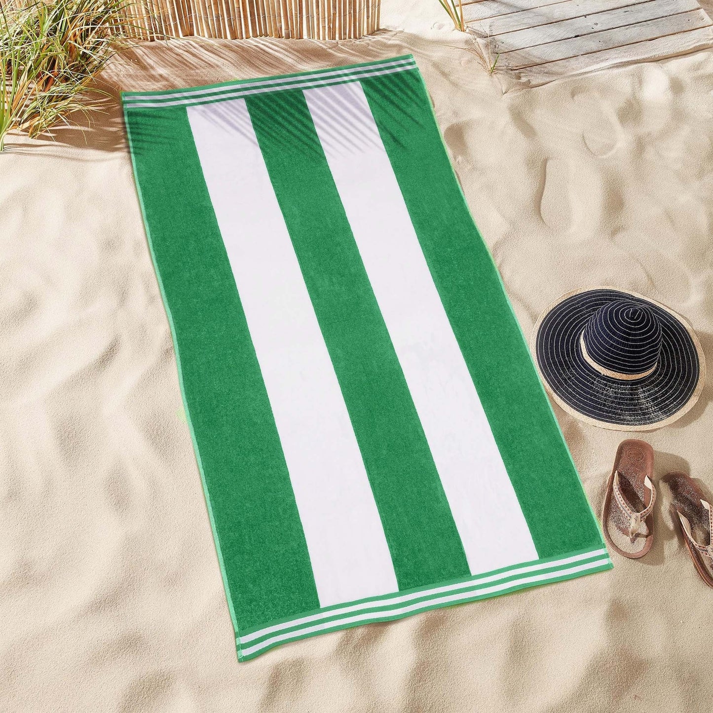Cabana Stripe Oversized Cotton Beach Towel by Superior