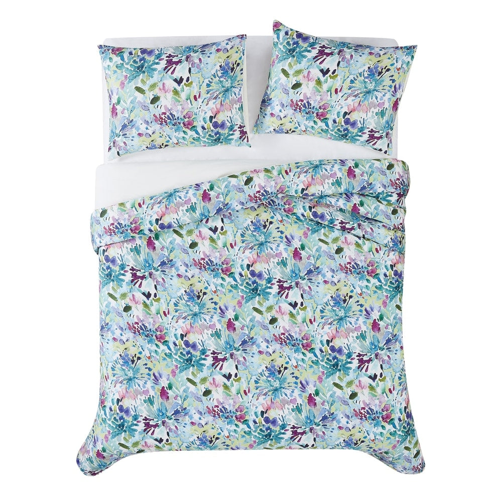 Christian Siriano NY Dahlia Watercolor Floral 3-piece Duvet Cover Set