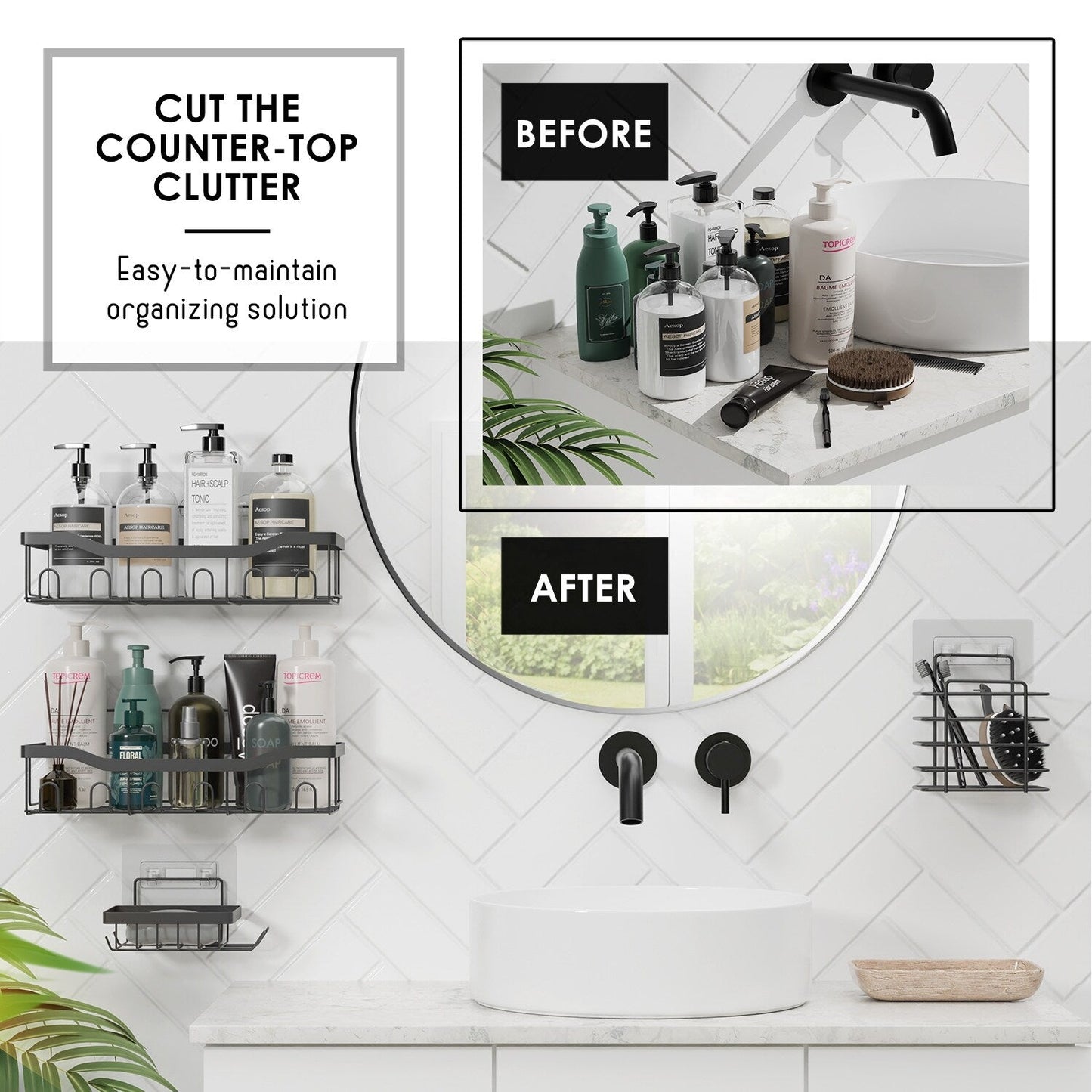 Clara Clark Shower Caddy Adhesive Shower Organizer