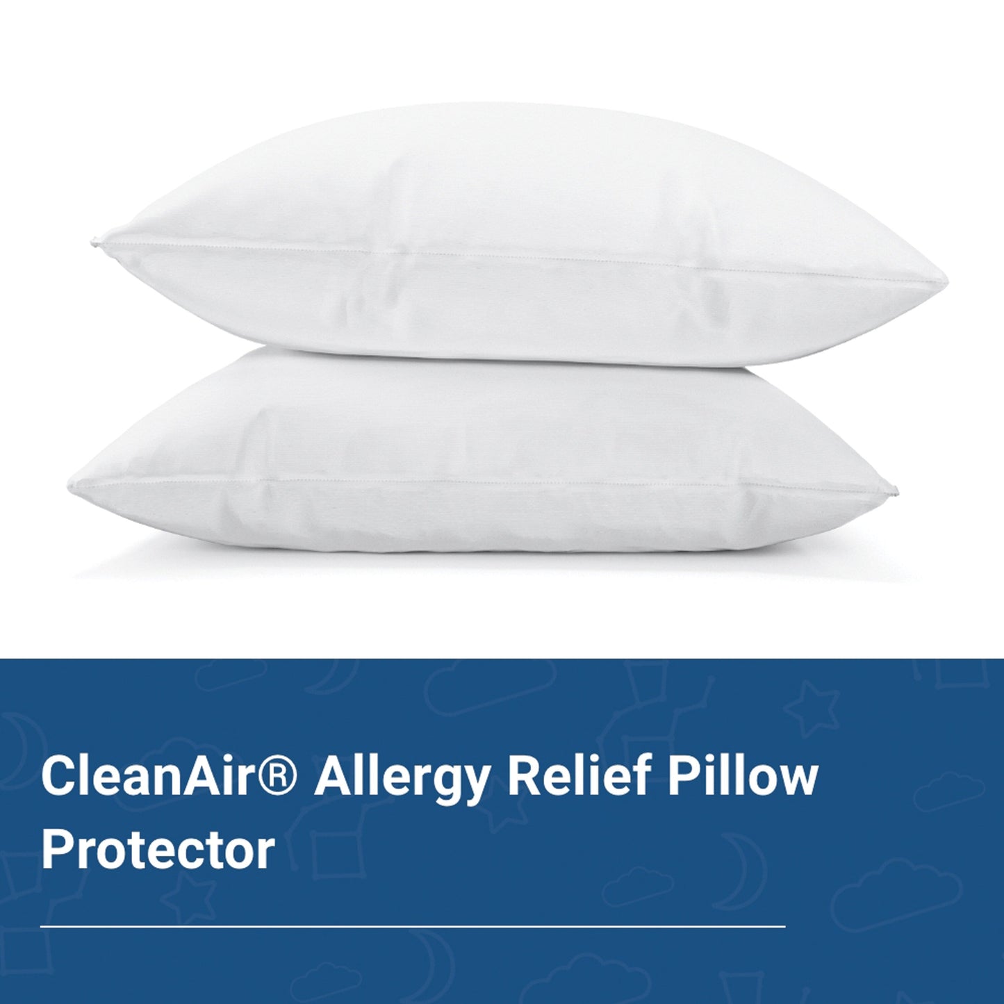 CleanAir Allergen Relief Pillow Protector, Waterproof, Bedbug and Dust Allergen Proof, Breathable