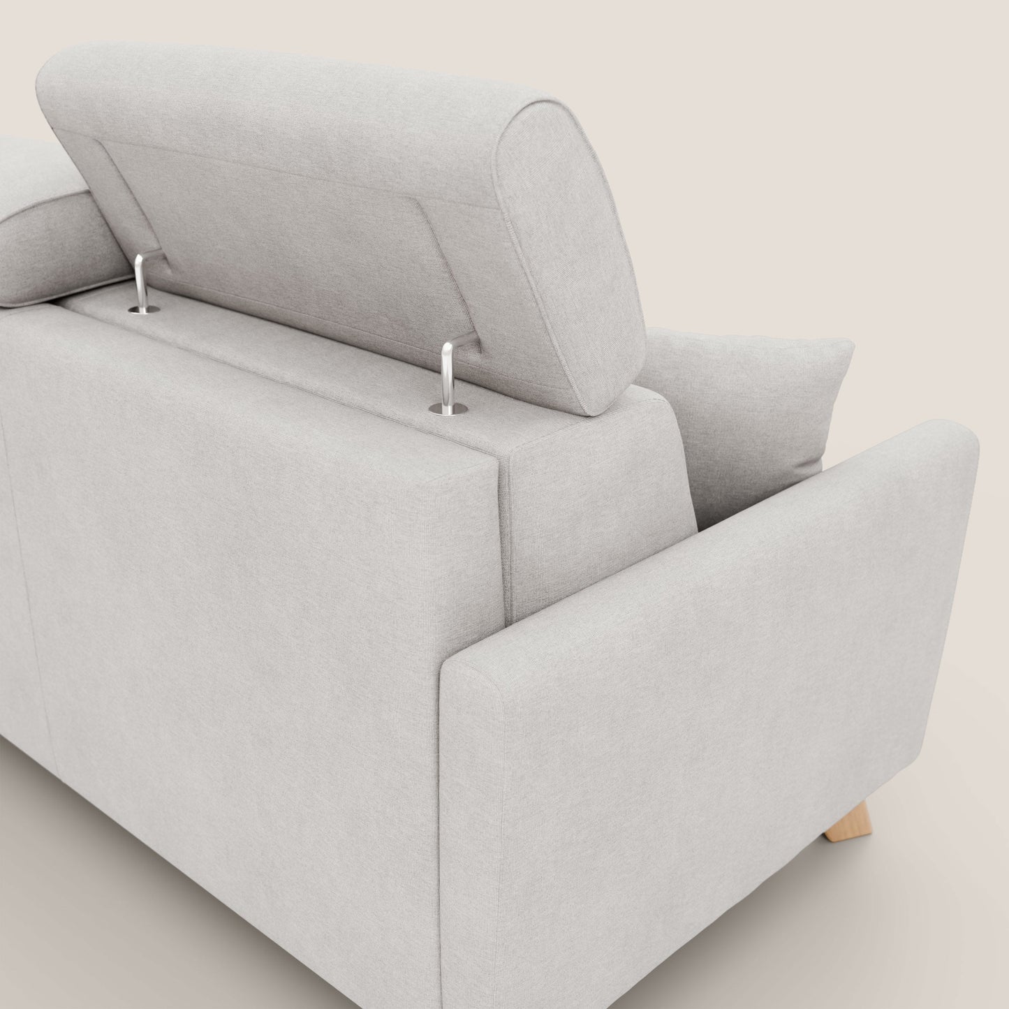 Francy divano letto matrimoniale con poggiatesta regolabile in tessuto impermeabile e smacchiabile T17 bianco