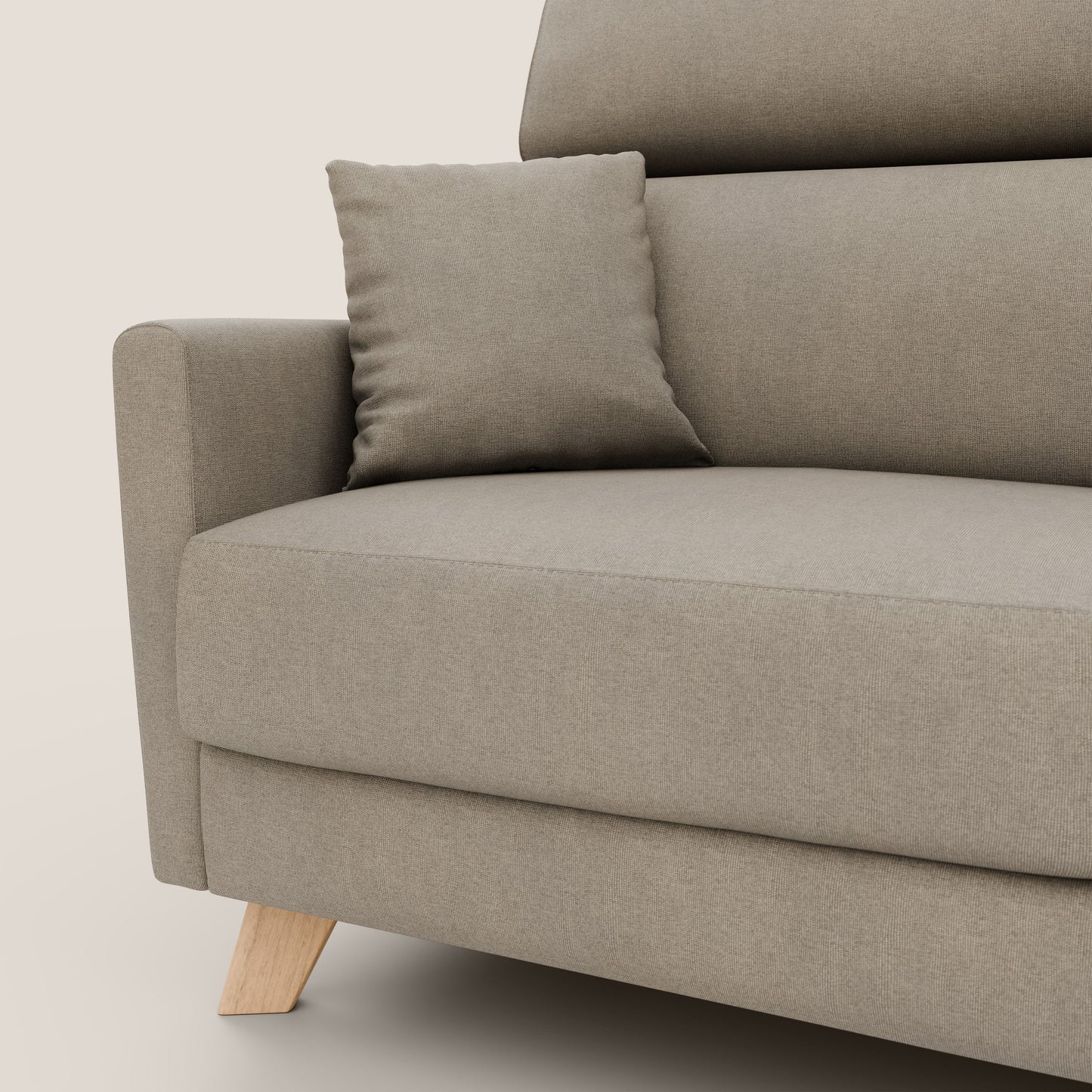 Francy divano letto matrimoniale con poggiatesta regolabile in tessuto impermeabile e smacchiabile T17 beige