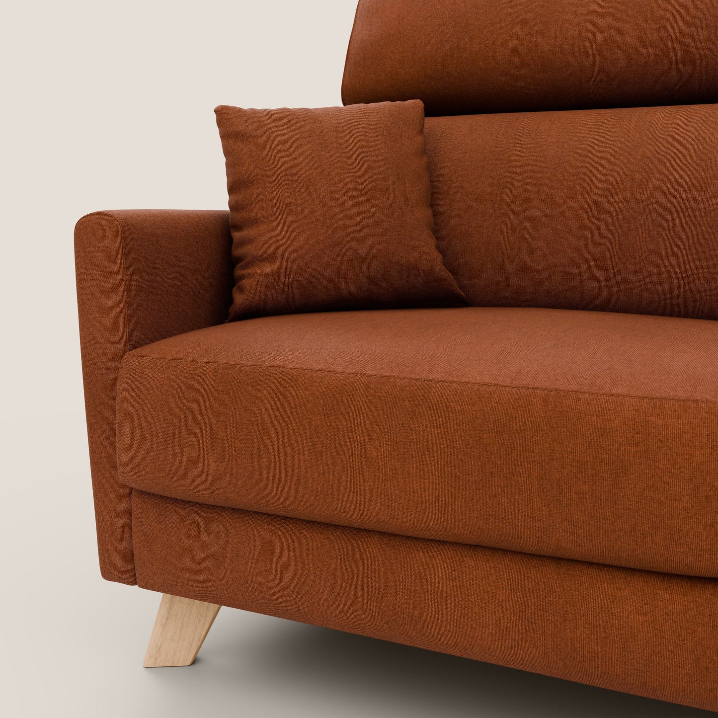 Francy divano letto matrimoniale con poggiatesta regolabile in tessuto impermeabile e smacchiabile T17 arancio