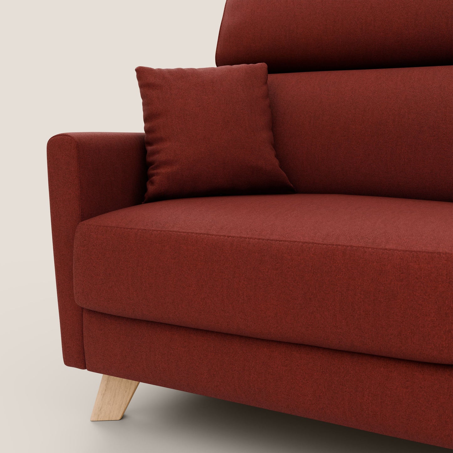 Francy divano letto matrimoniale con poggiatesta regolabile in tessuto impermeabile e smacchiabile T17 rosso