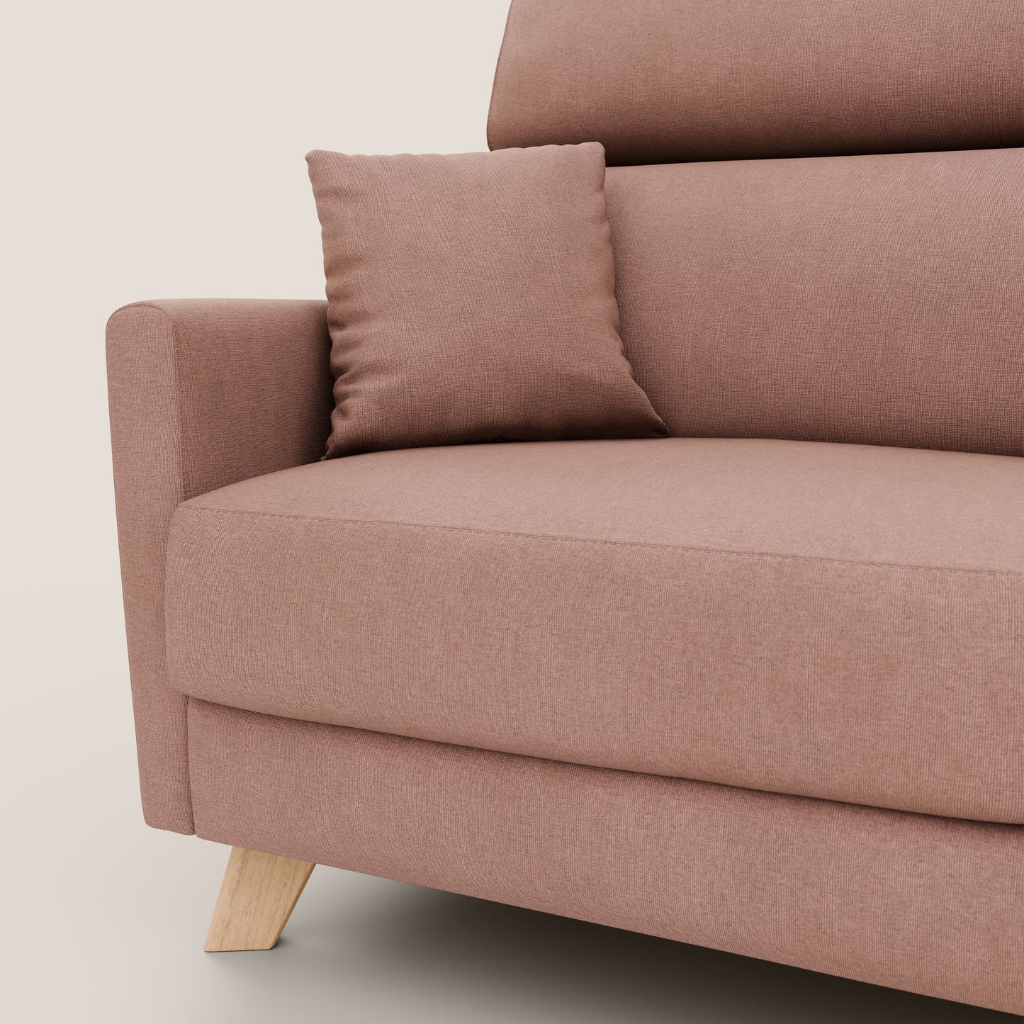 Francy divano letto matrimoniale 160 cm (mat. 120x197) con poggiatesta regolabile in tessuto impermeabile e smacchiabile T17 rosa