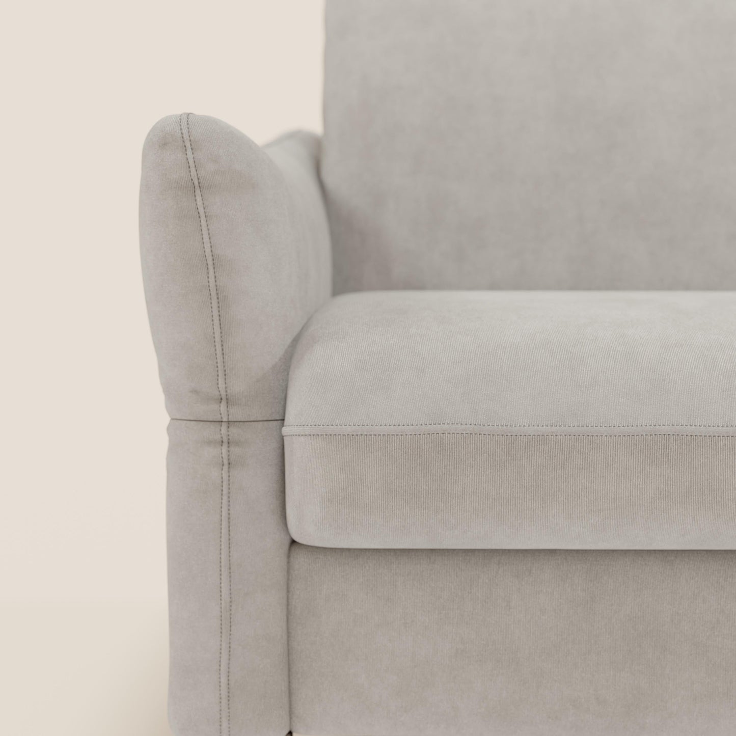 Dalia divano letto angolare con materasso alto 18 cm piedini alti e penisola contenitore in tessuto smacchiabile T17 bianco