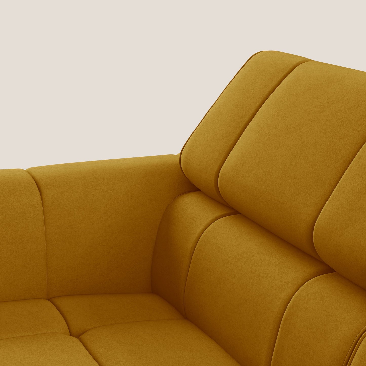 Giotto Divano modulare con opzione relax elettrico in microfibra effetto velluto impermeabile T09 giallo