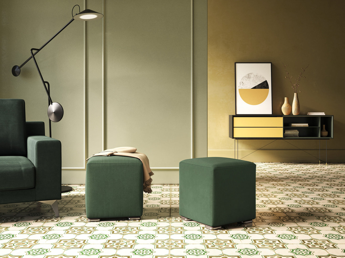 Pouf cubo in microfibra smaltabile T11 tortora