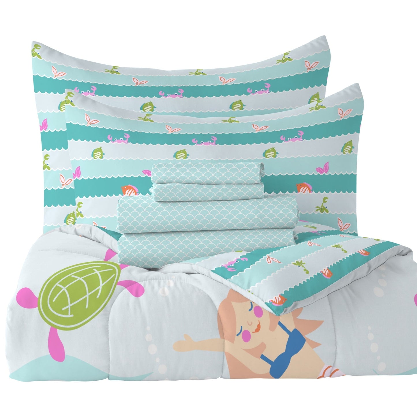 Dream Factory Mermaid Dreams 7-piece Bed in a Bag with Sheet Set