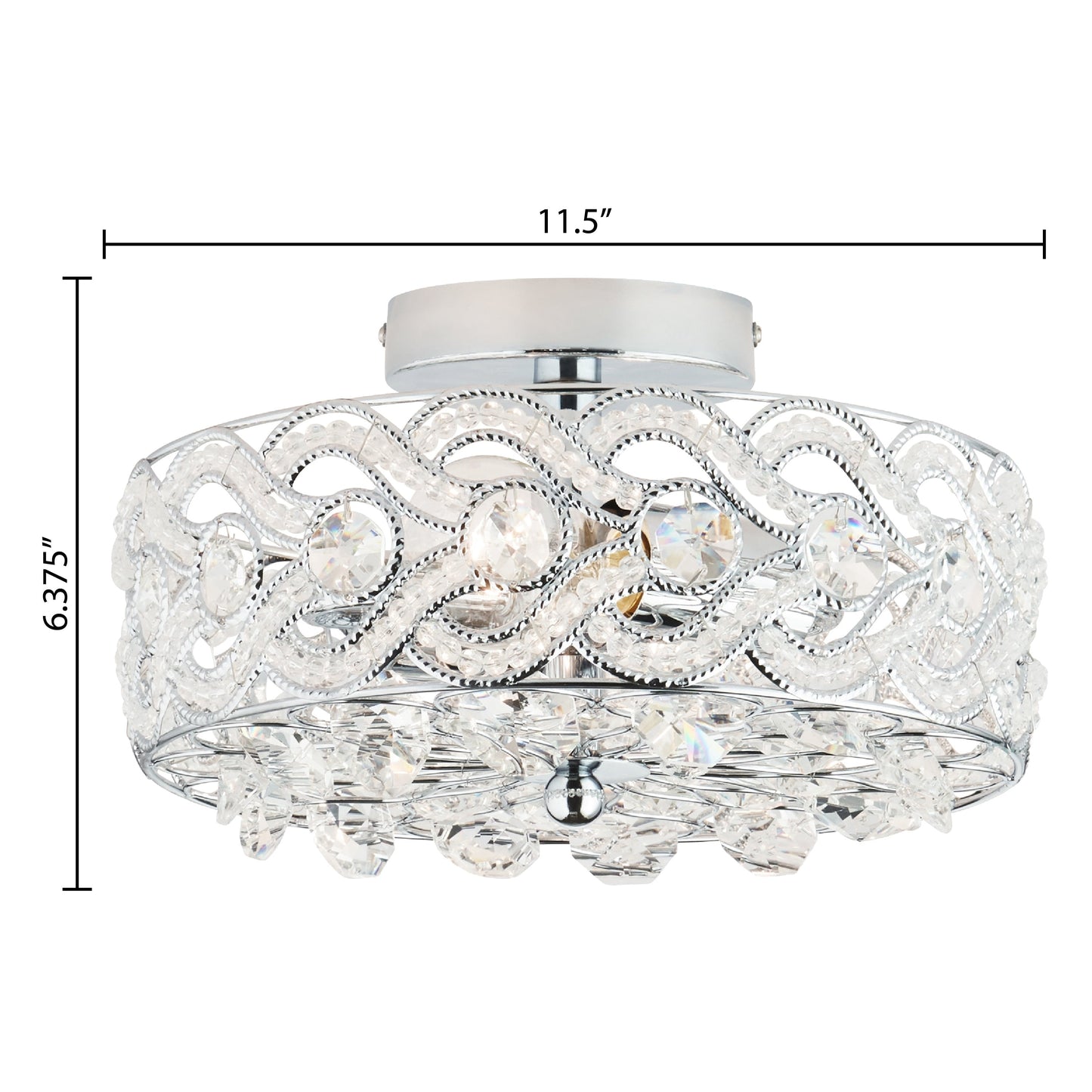 River of Goods Olivia Braided Metal and Crystal 11.5-inch Semi-Flush Mount Ceiling Light - 11.5 x 11.5 x 6.375
