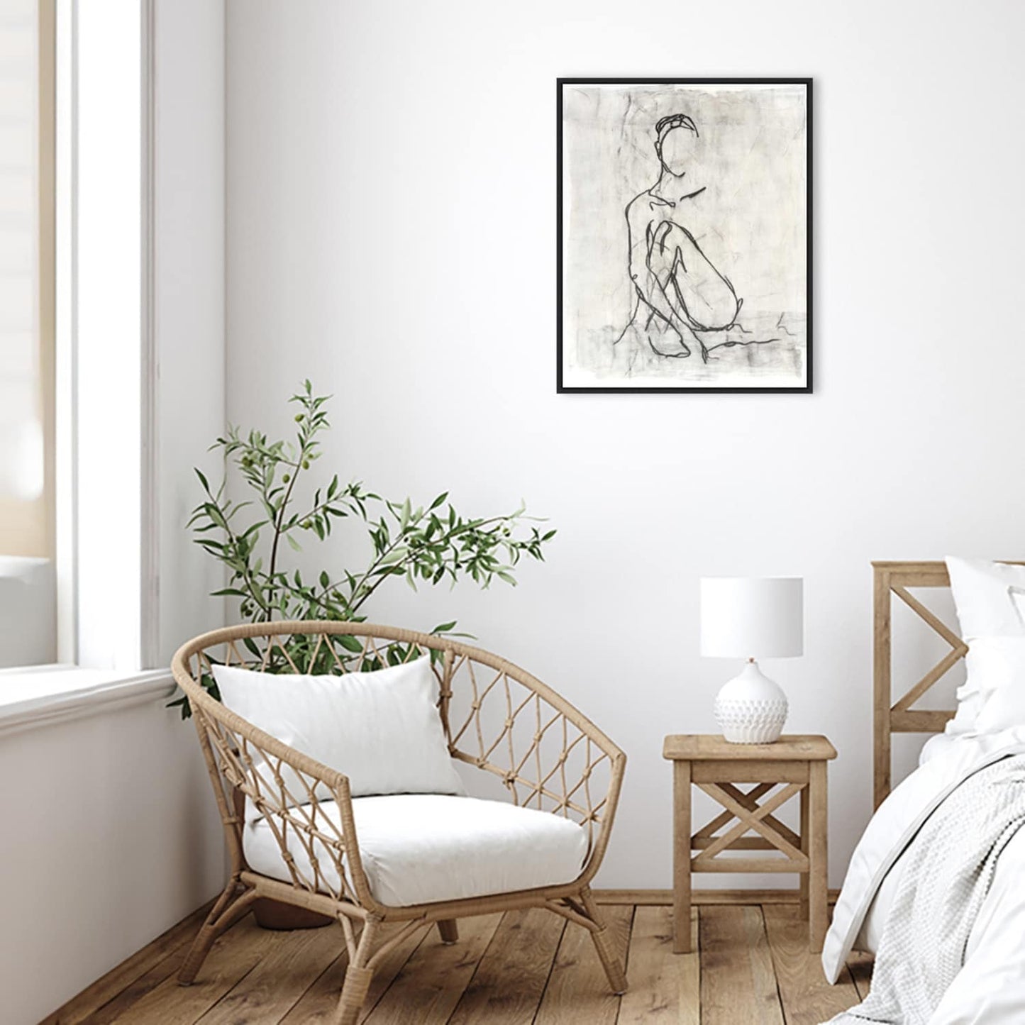 Embellished Nude Contour Sketch II by Ethan Harper Framed Canvas Wall Art Print