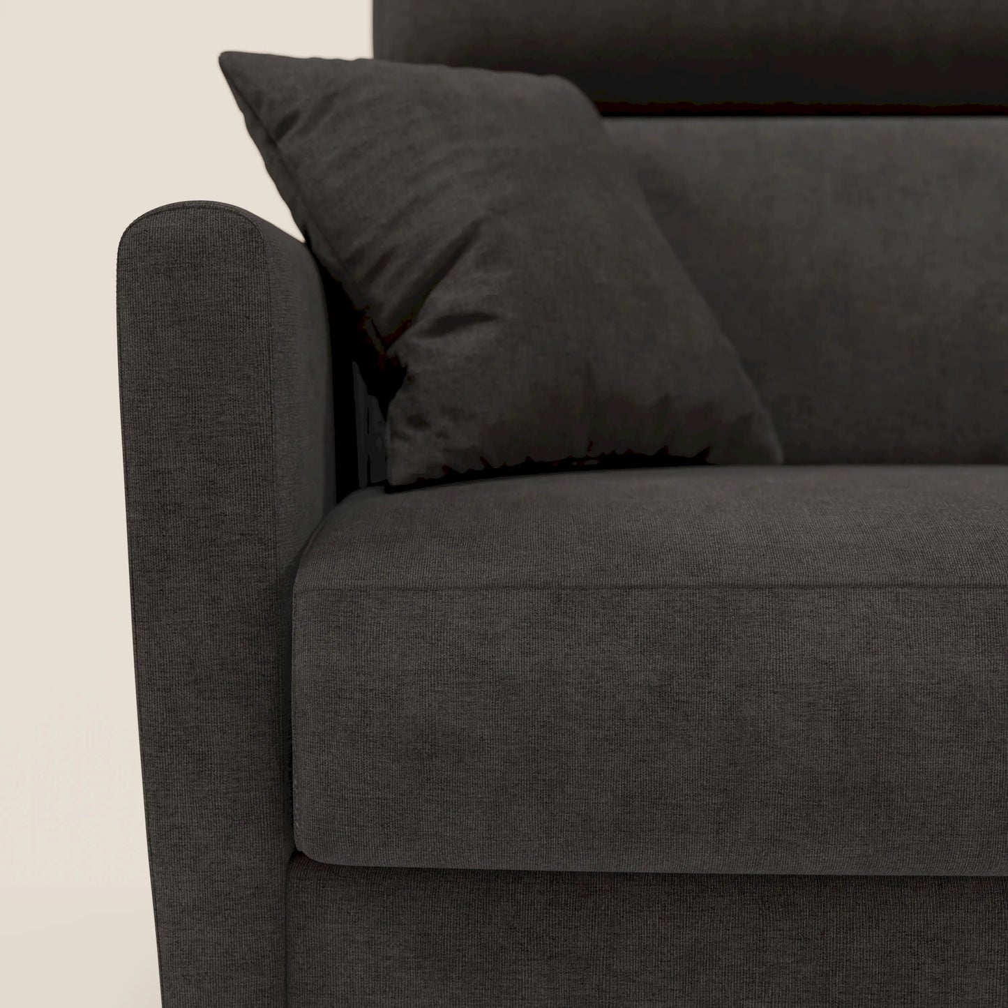Francy divano letto angolare sfoderabile - penisola contenitore e poggiatesta reclinabili in tessuto smacchiabile T17 antracite